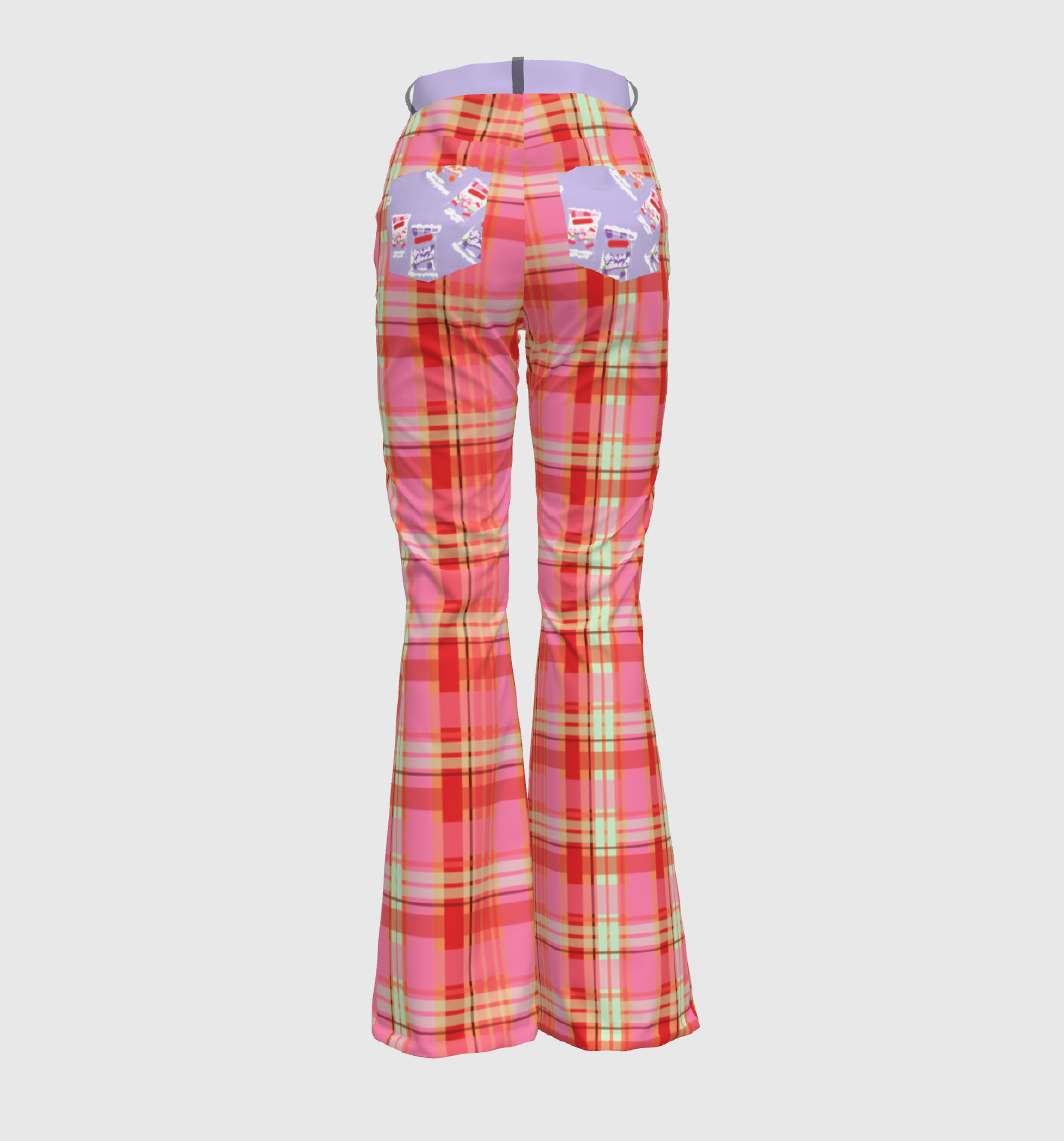 Cherry Soda Plaid Bell Bottom Pants