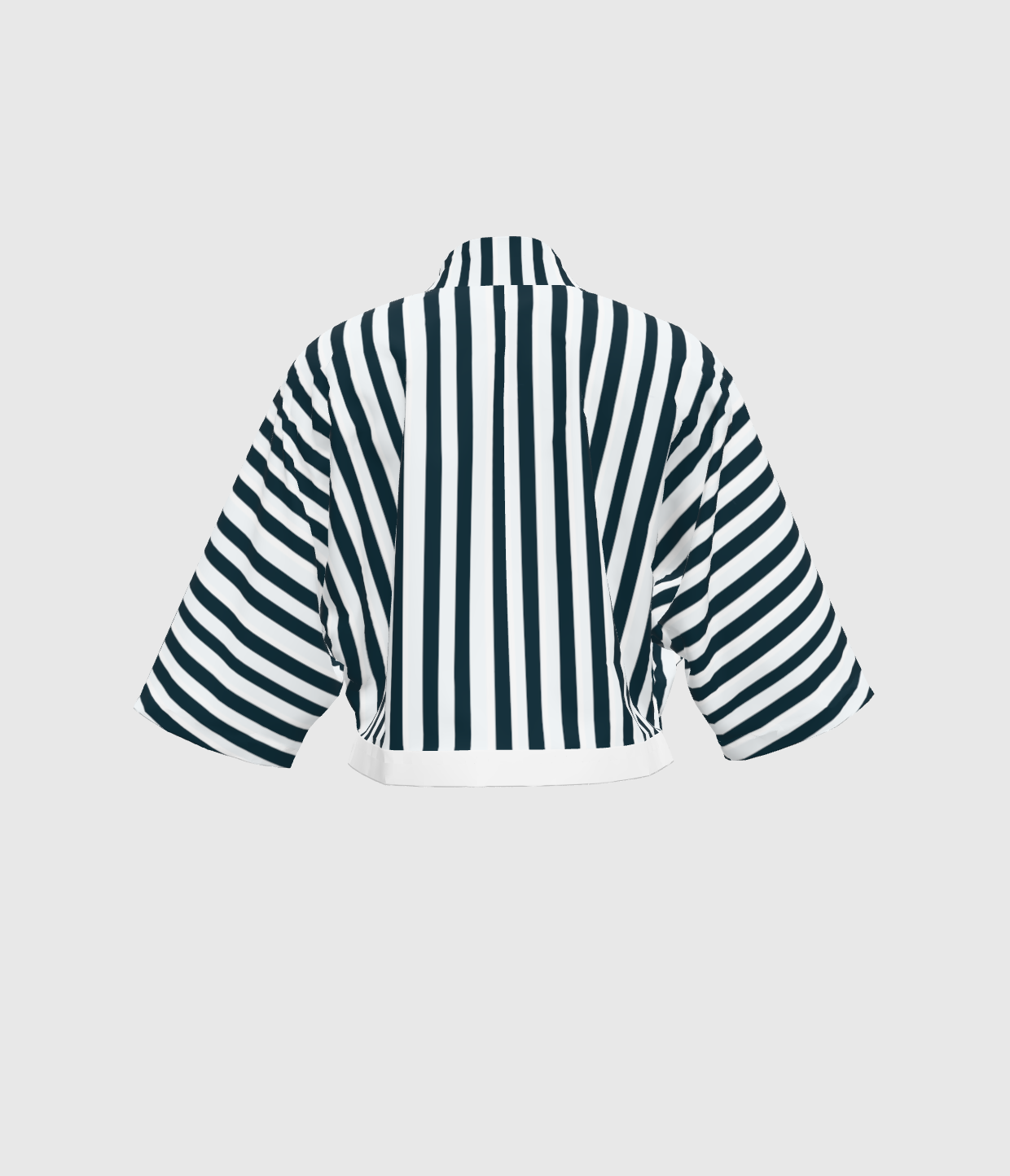 Navy And White Stripes Kimono Sleeve Shirt
