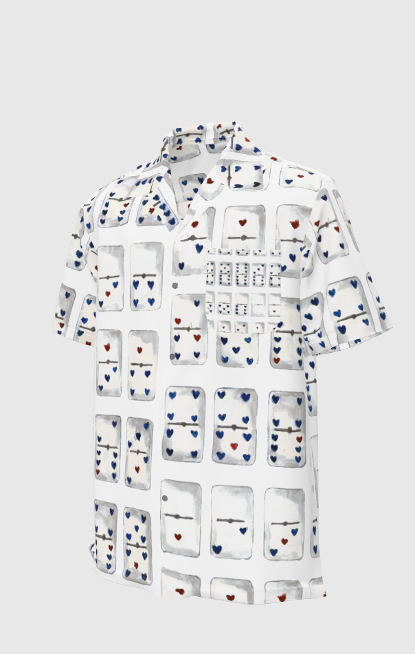 Heart Dominos Vintage Collar Shirt in Silk Cotton