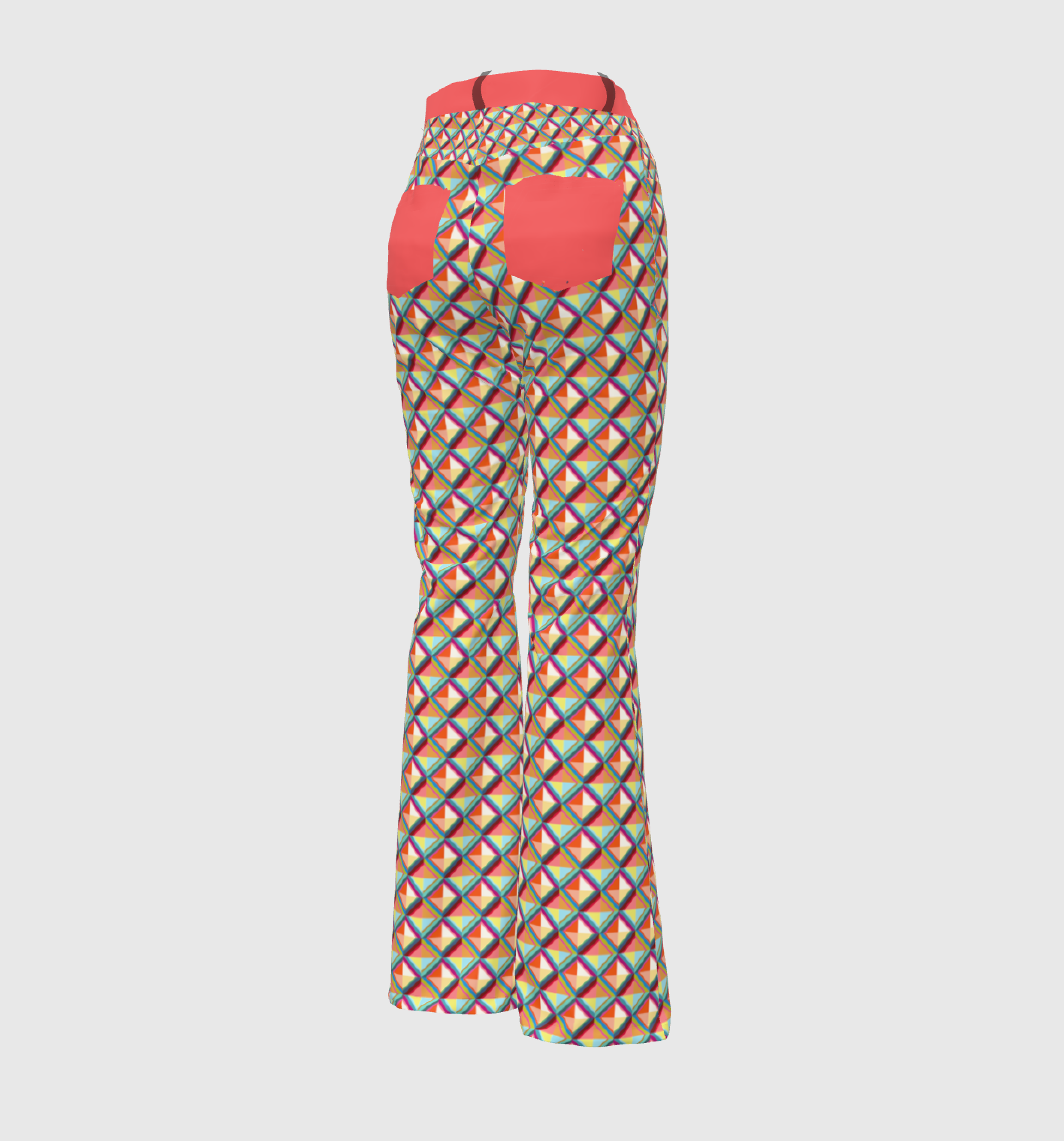 Women's Bell Bottom Pants In Triangular Print