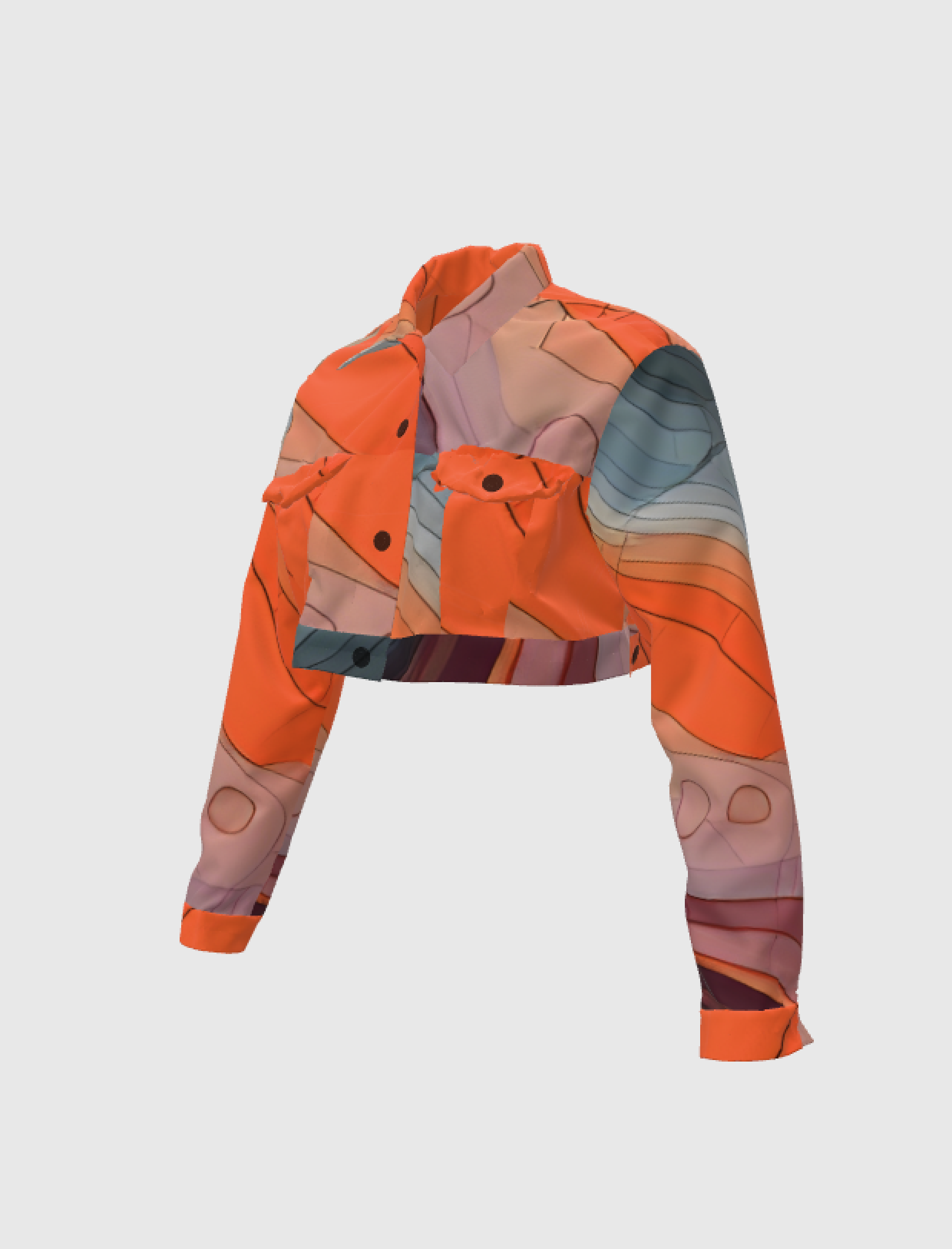 Cropped Women's Jean Jacket SD Red City Map