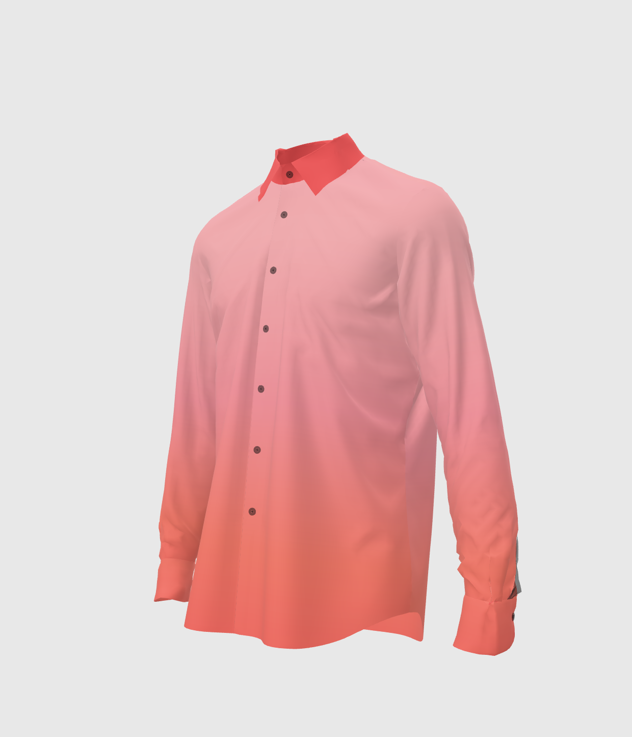 Unisex French Placket Button Up Shirt In Gradient Pink