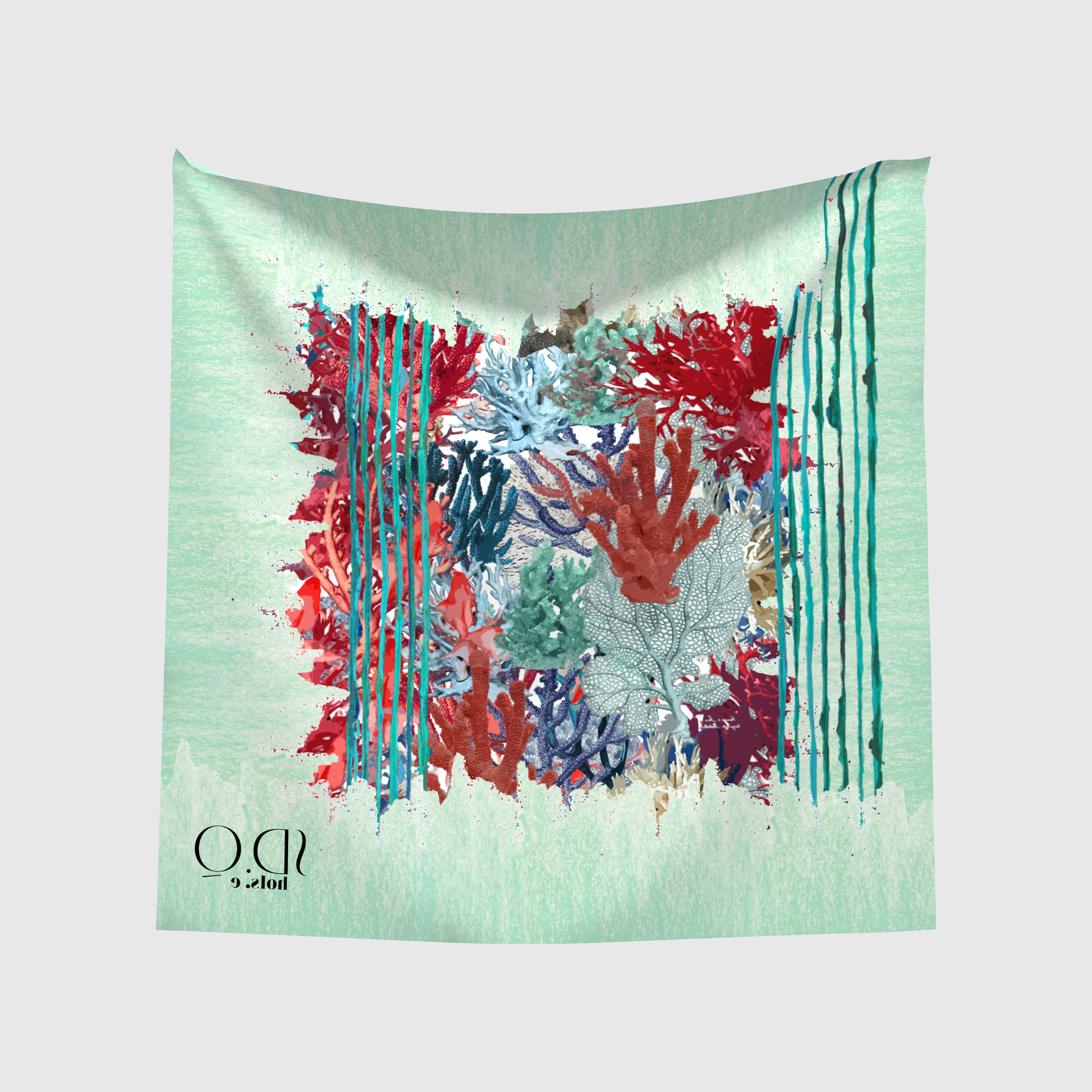 Coral Crayon Scarf in Organic Cotton Voile