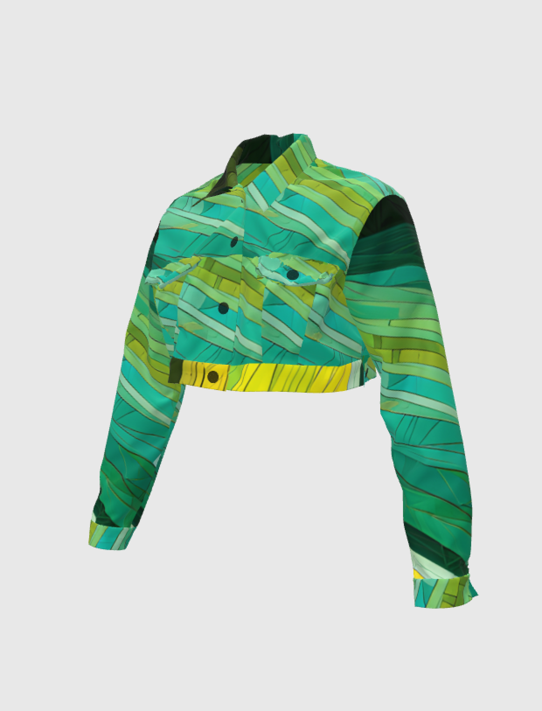 Cane Field All Over Cropped Jean Jacket