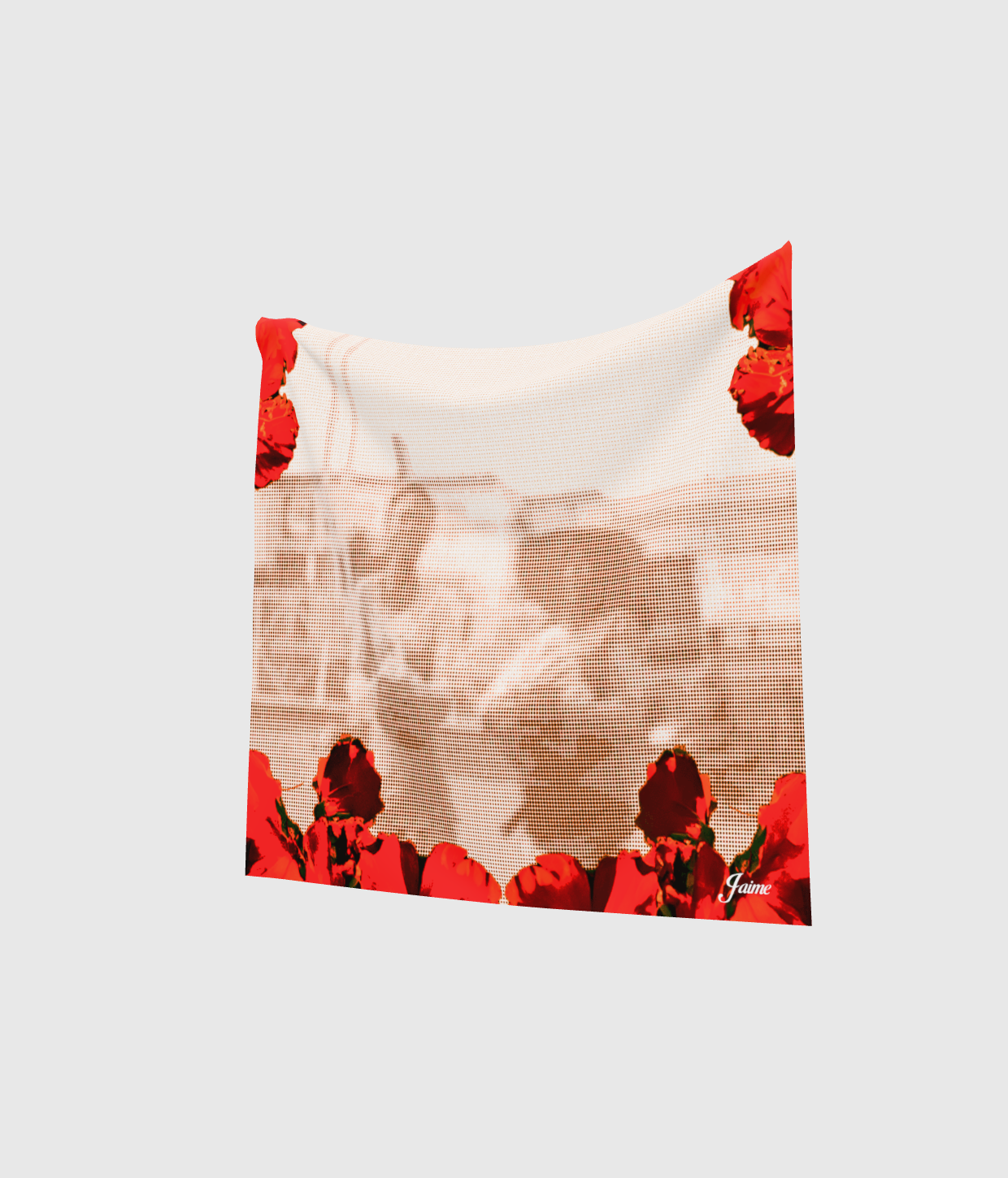 ‘Las Vecinas en el Jardín’ Dither Silk Scarf in Sepia