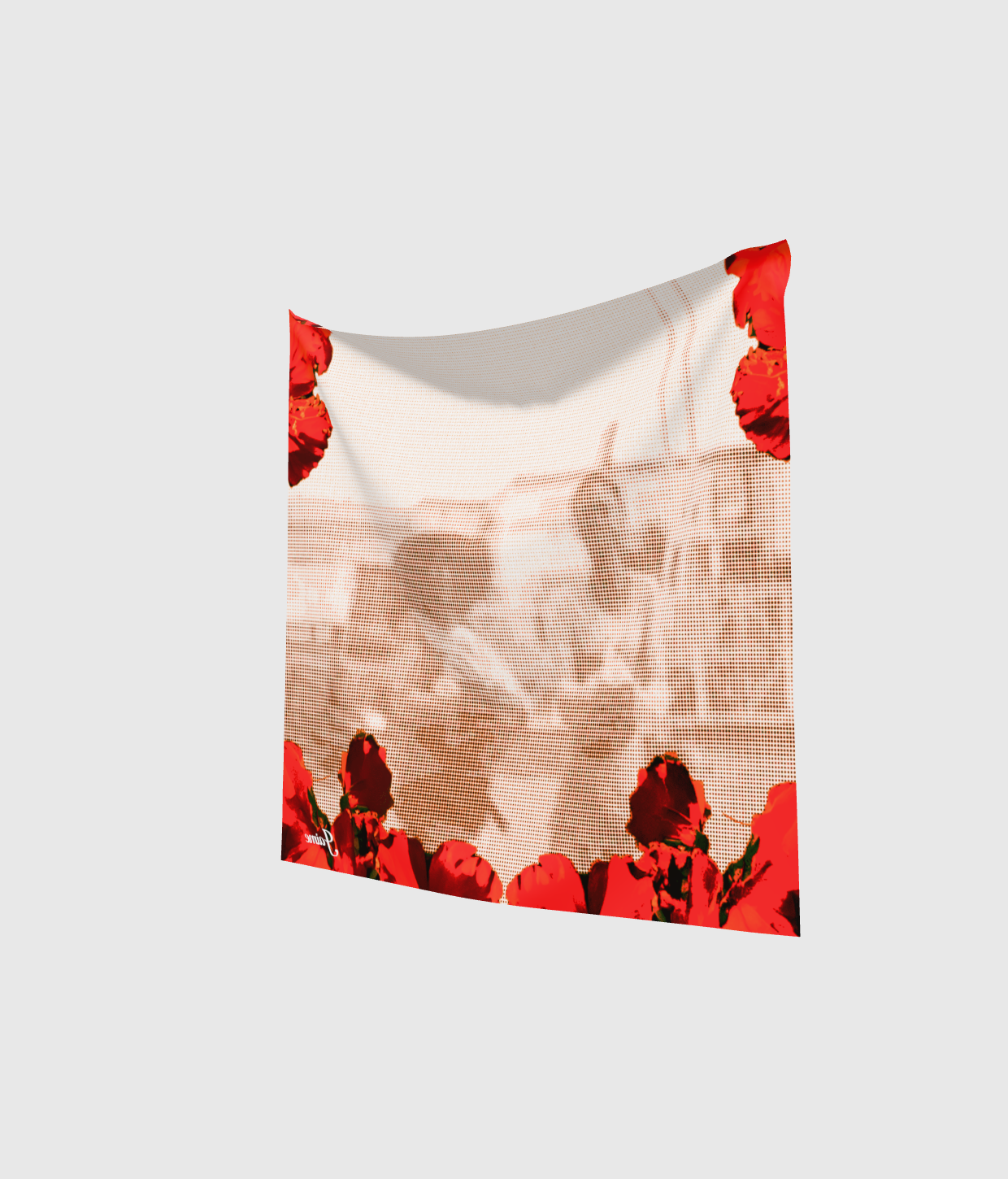 ‘Las Vecinas en el Jardín’ Dither Silk Scarf in Sepia