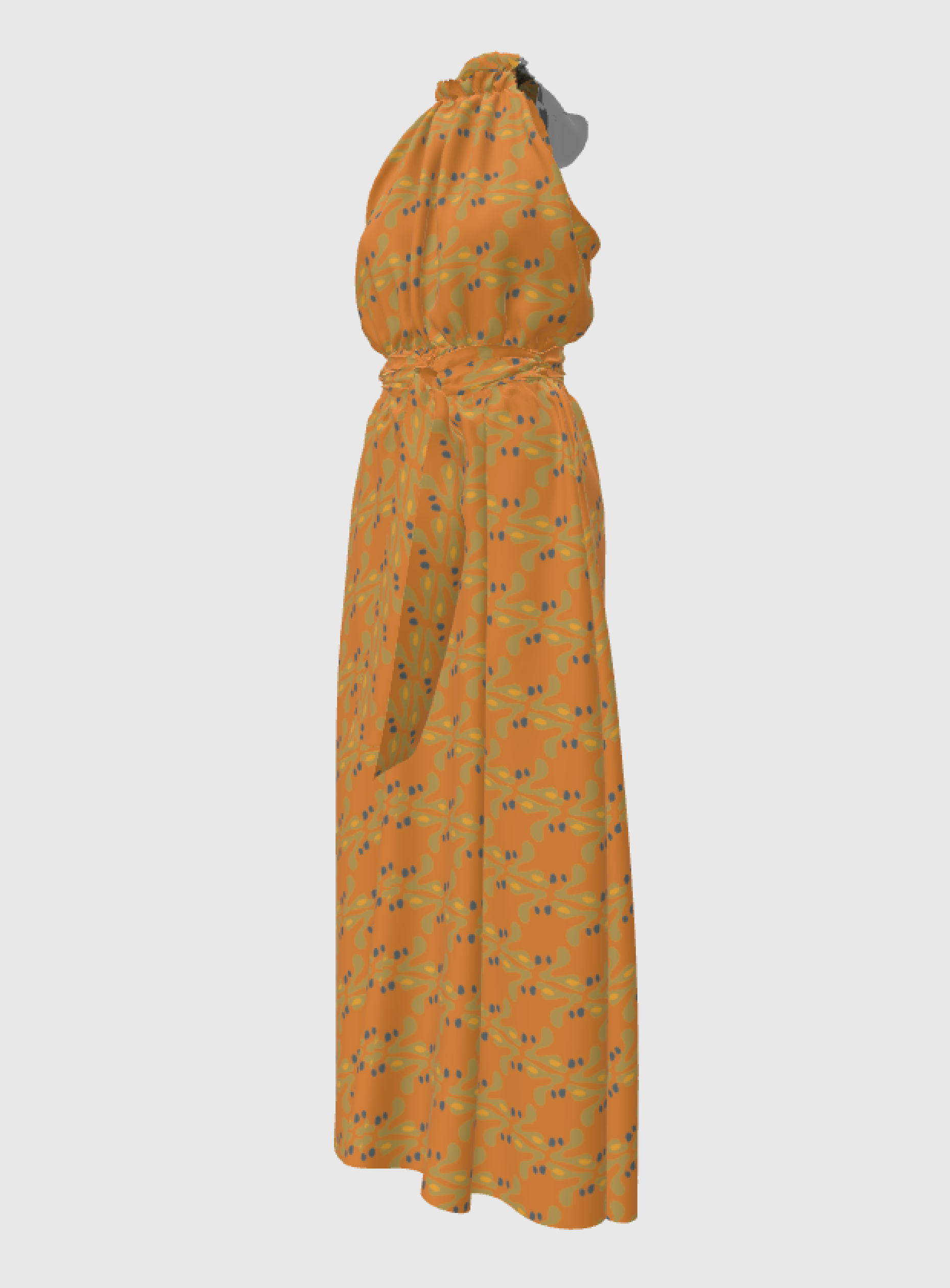 Flower Doodle Halter Maxi Dress