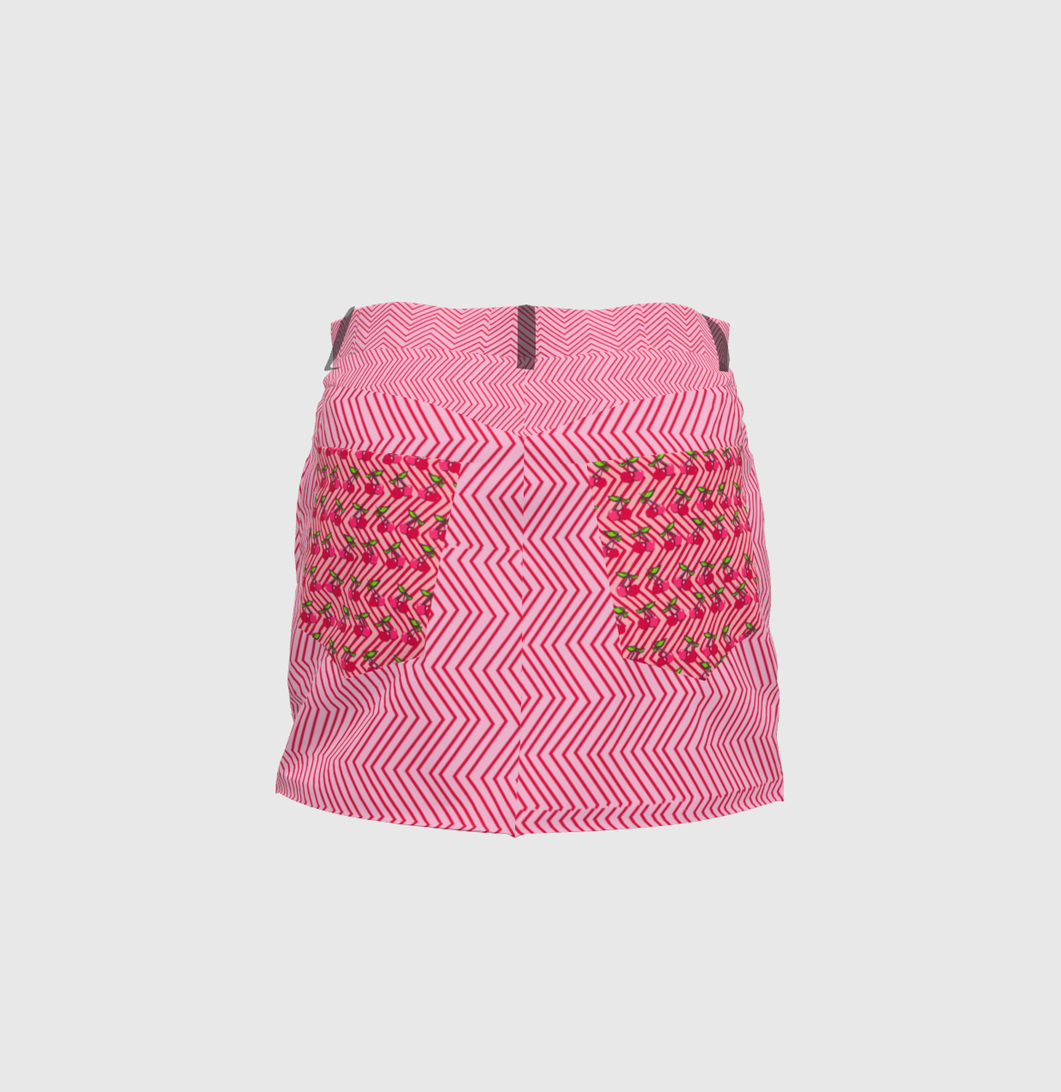 Red Stipes Denim Mini Skirt