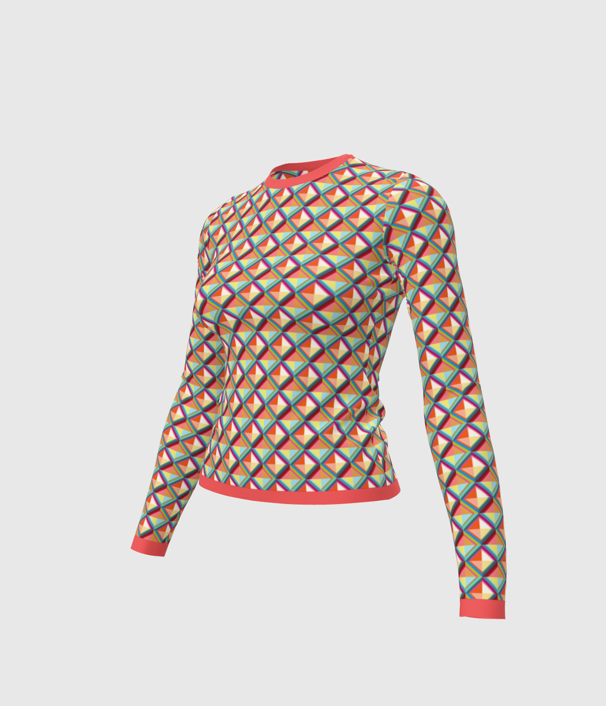 Long Sleeve Triangular Print T-Shirt