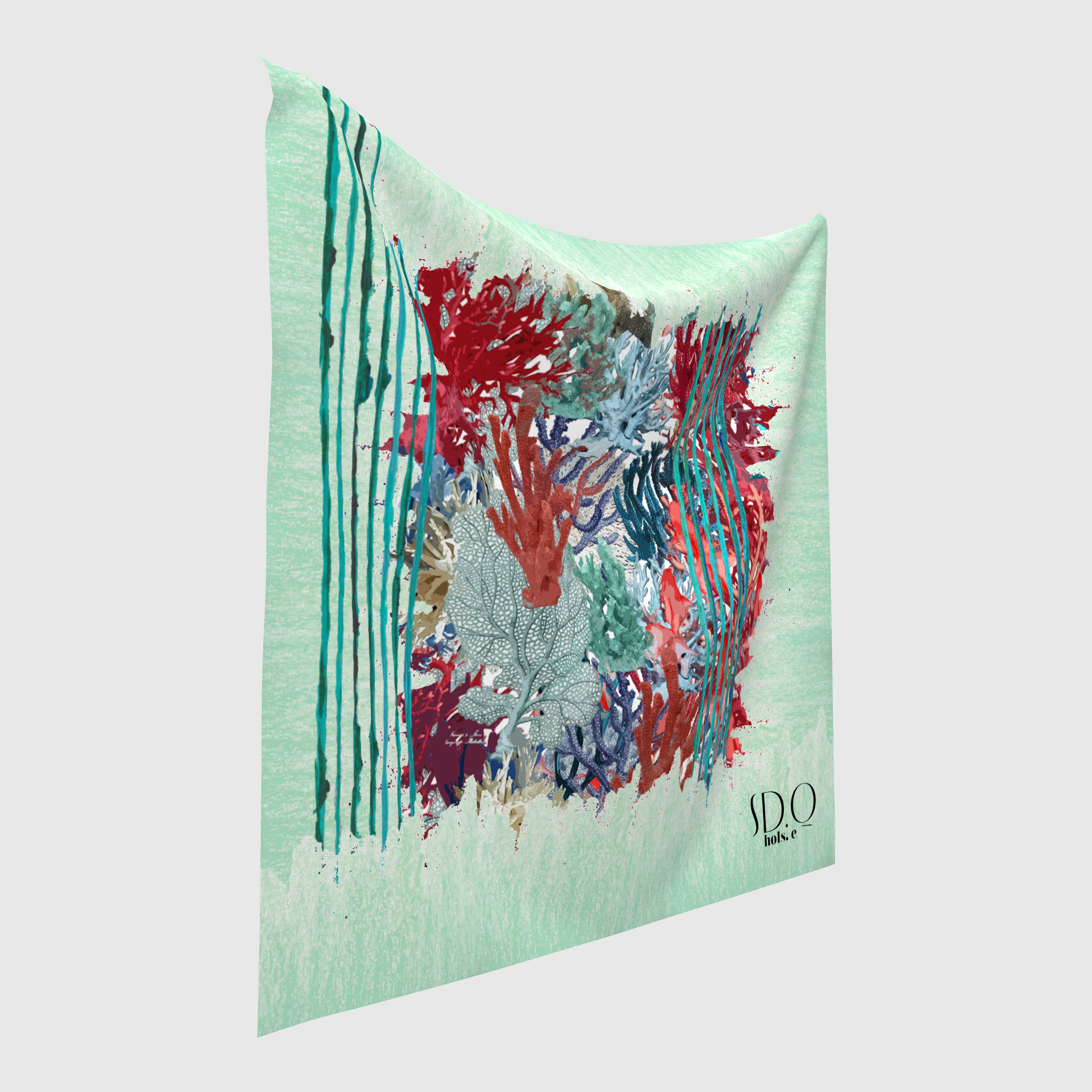 Coral Crayon Scarf in Organic Cotton Voile