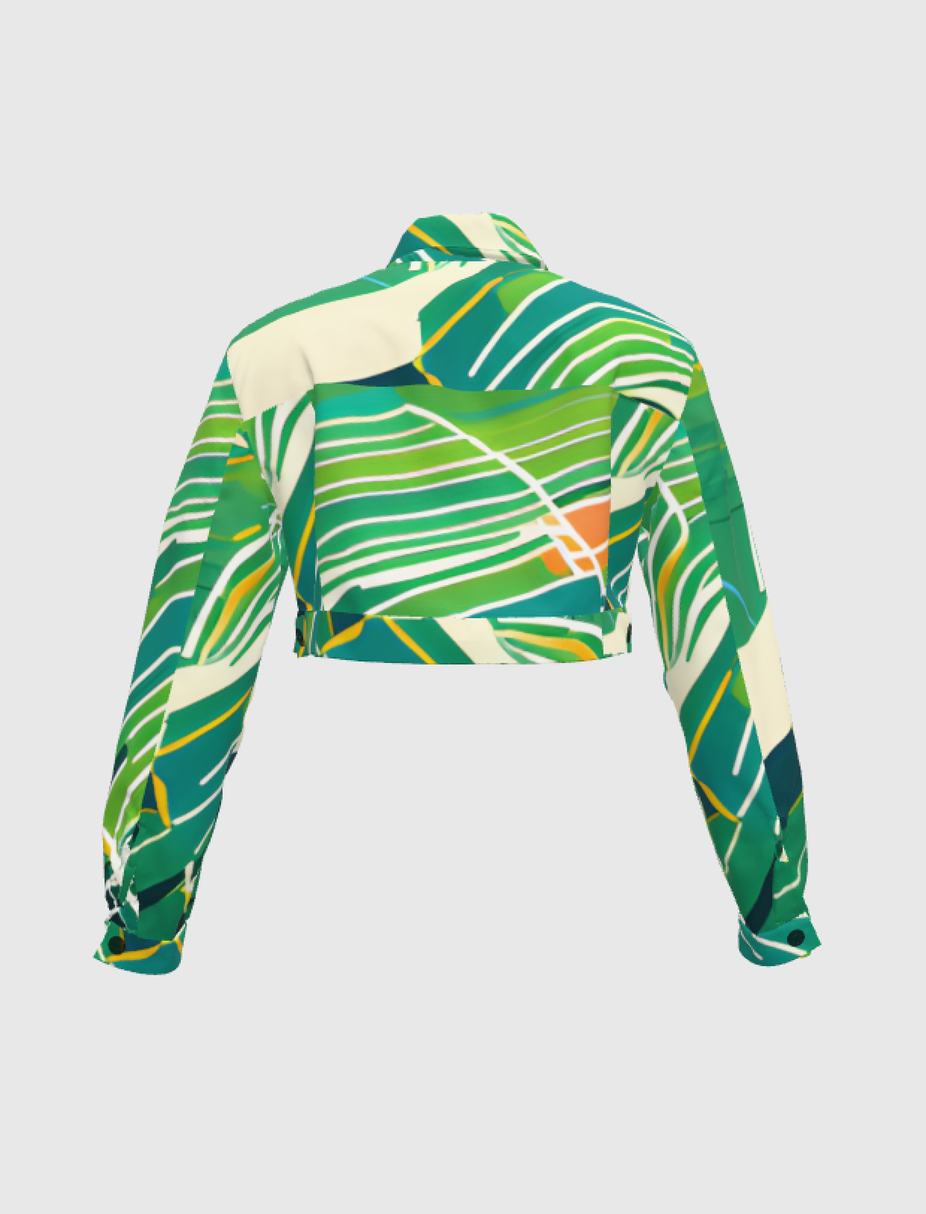 Cropped Jean Jacket with Cane Fields