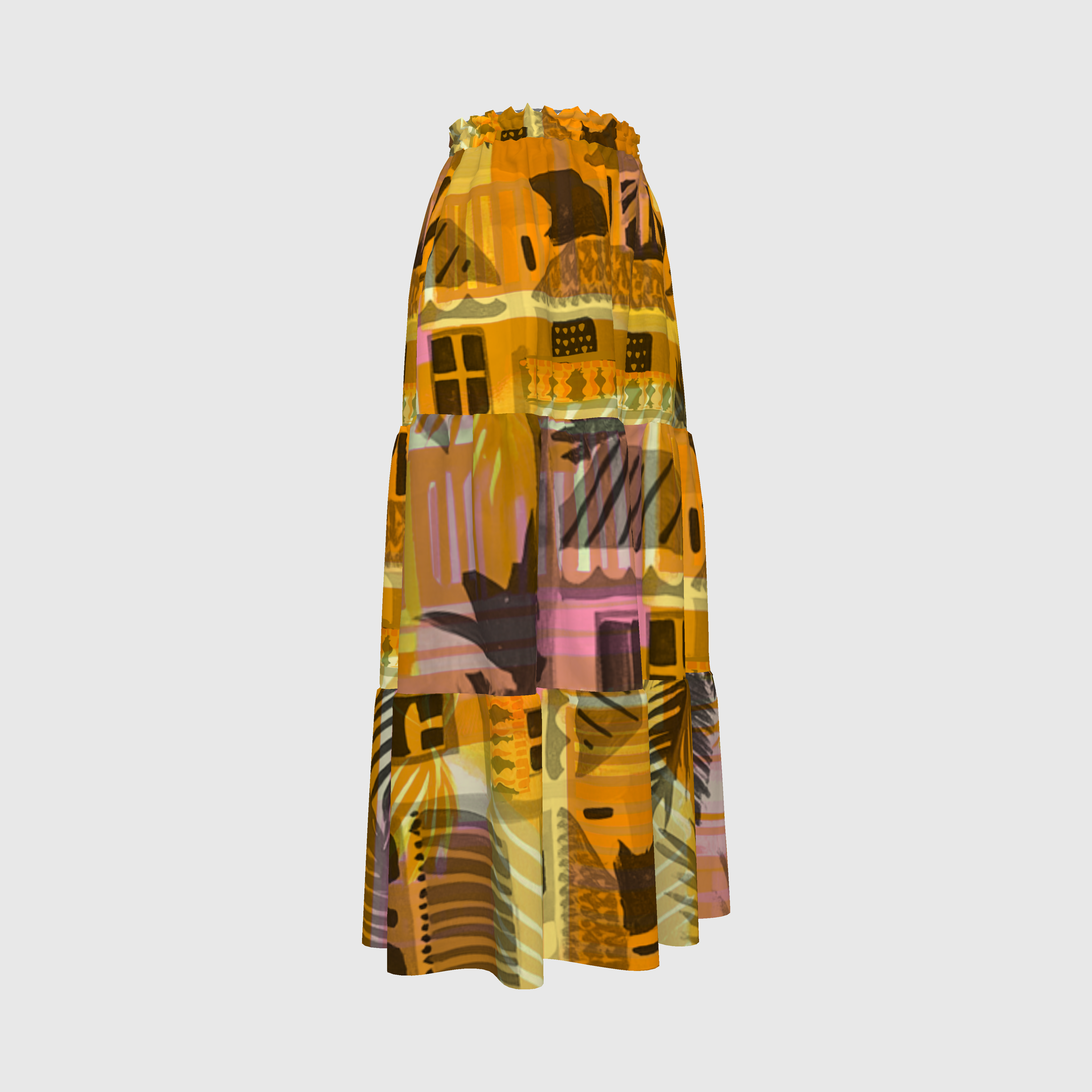 Tropical Print Palms Prairie Skirt