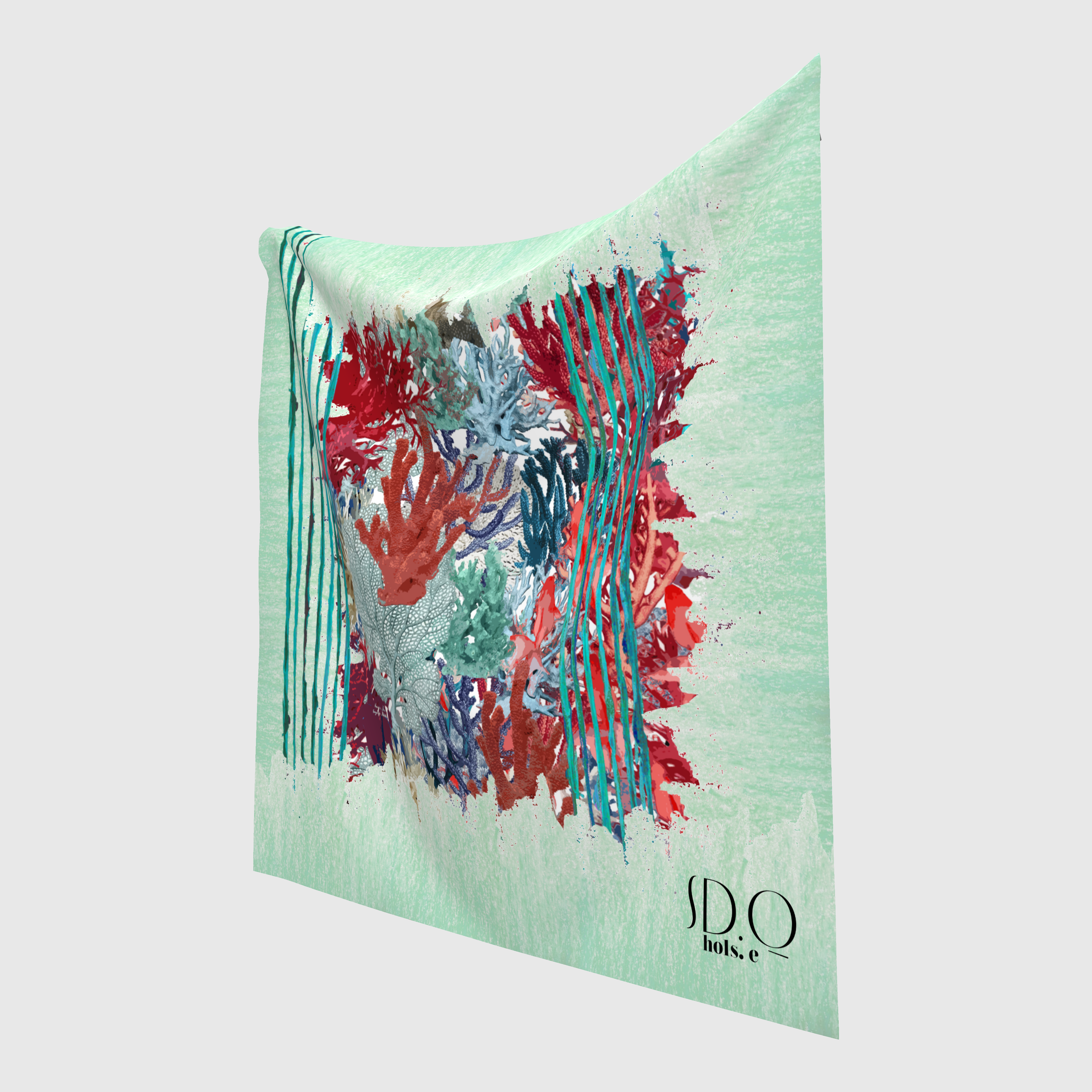 Coral Crayon Scarf in Organic Cotton Voile