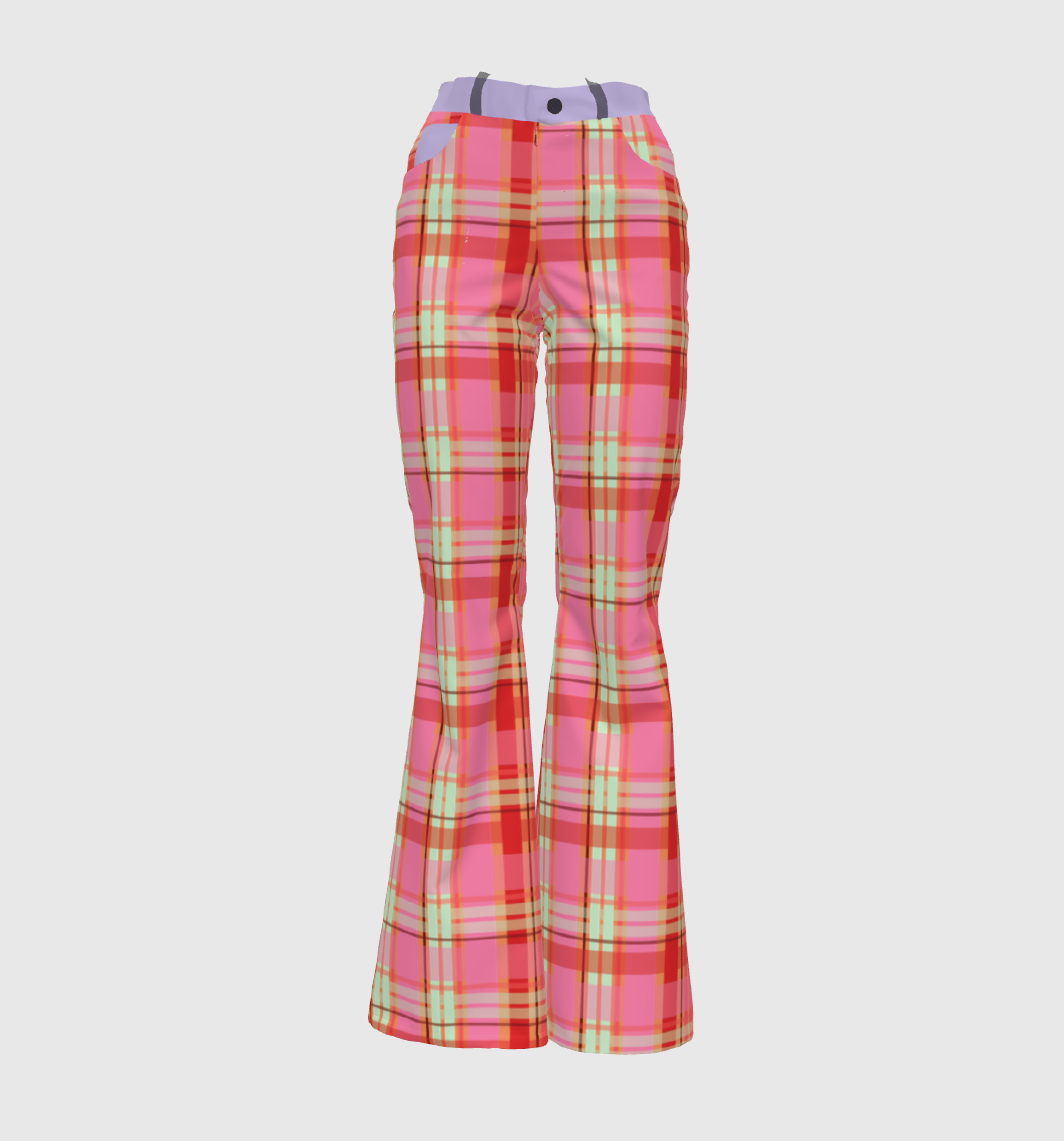 Cherry Soda Plaid Bell Bottom Pants