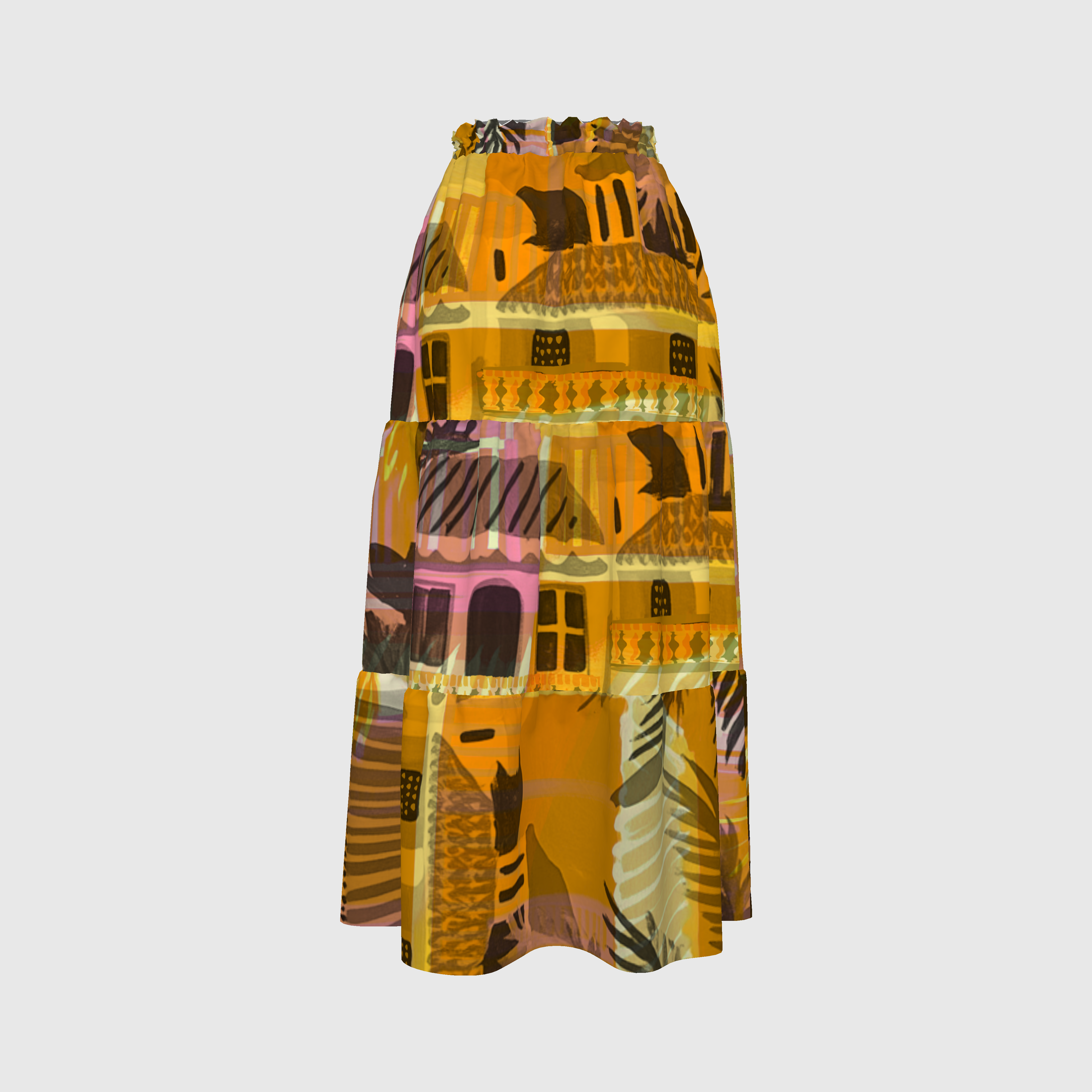 Tropical Print Palms Prairie Skirt