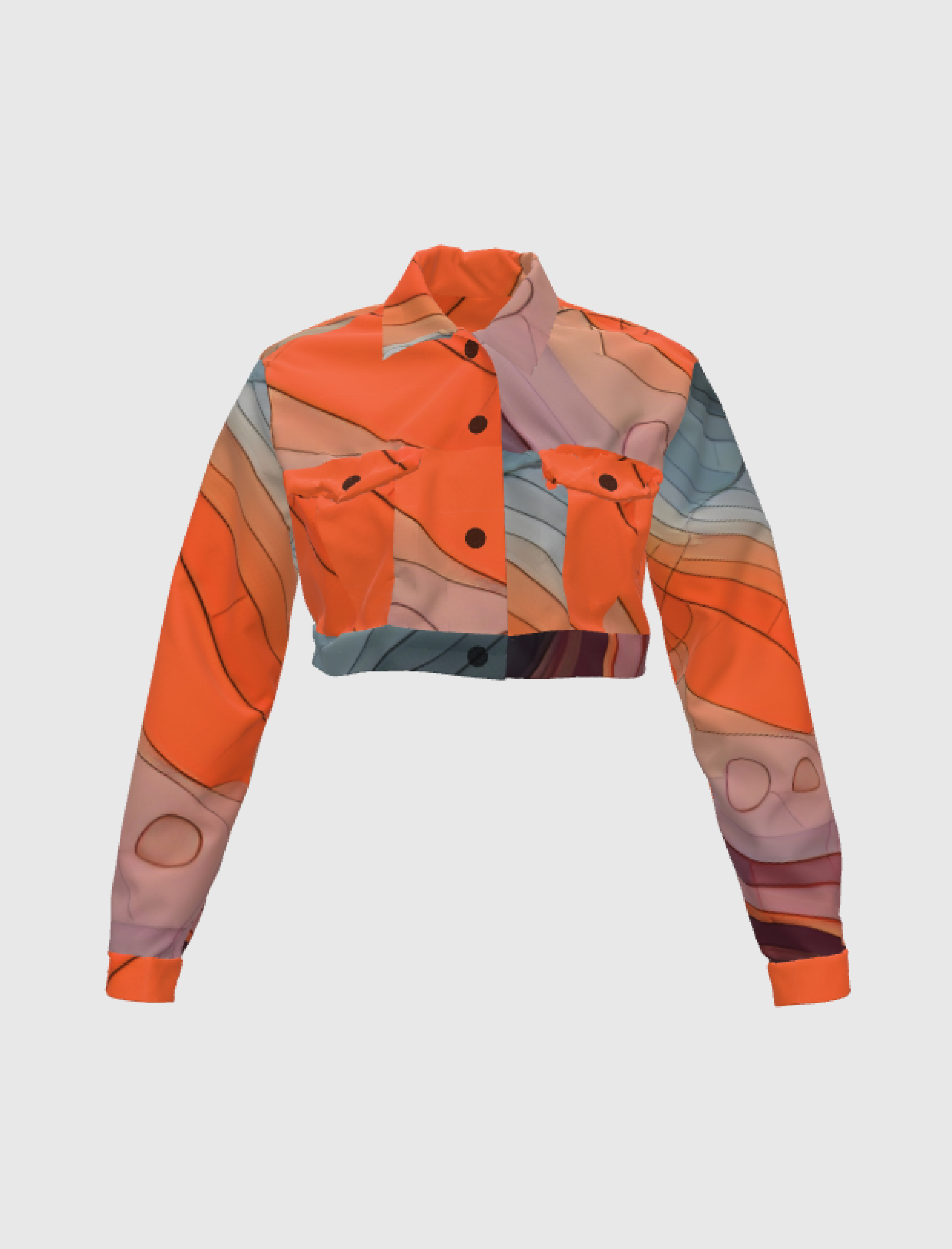 Cropped Women's Jean Jacket SD Red City Map