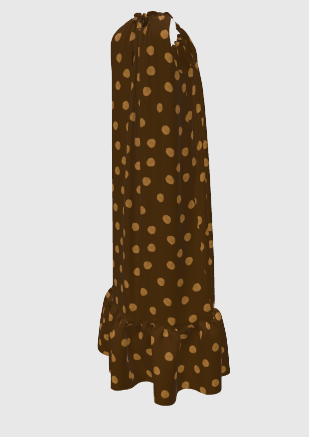 Brown Polka dots Maxi Dress