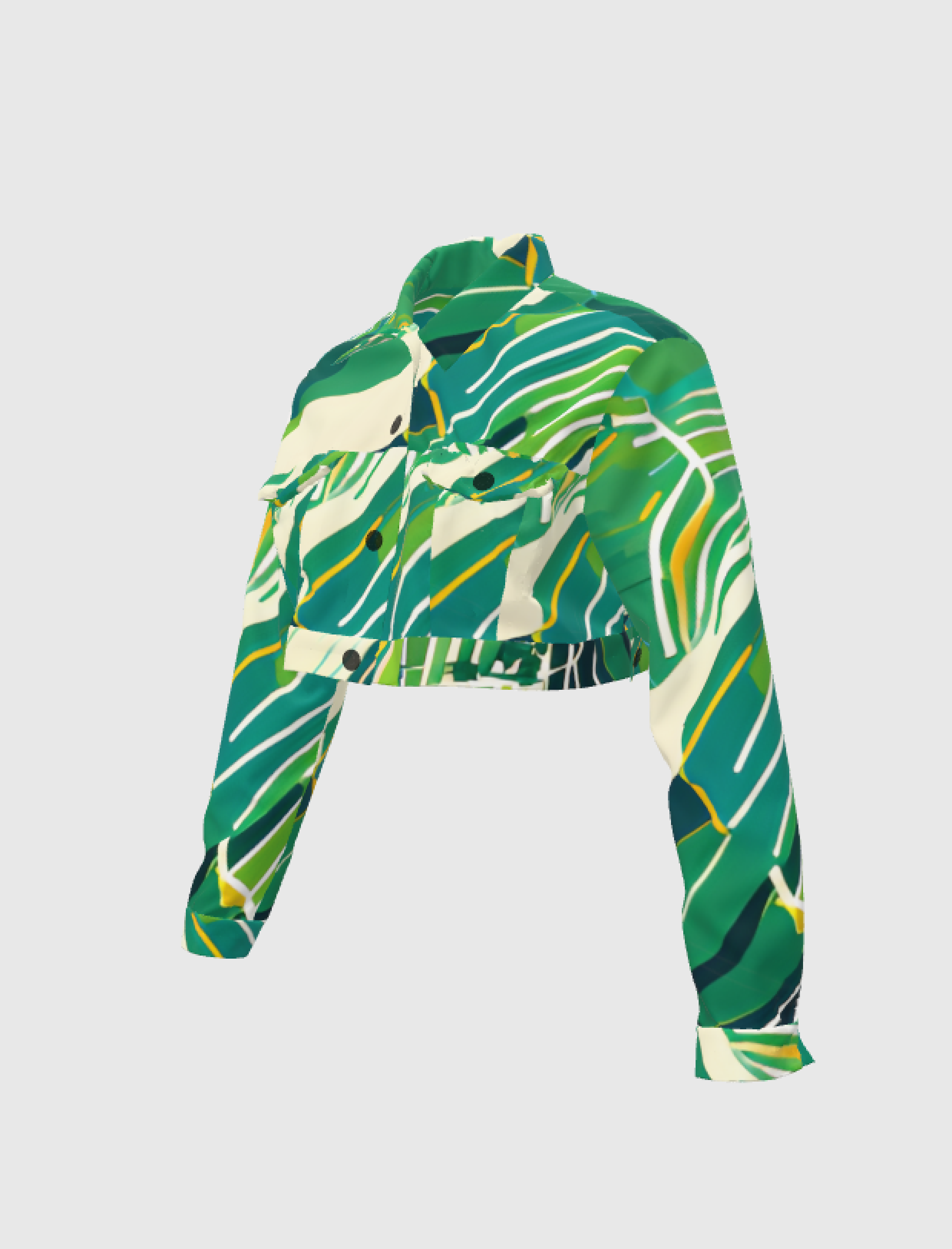 Cropped Jean Jacket with Cane Fields