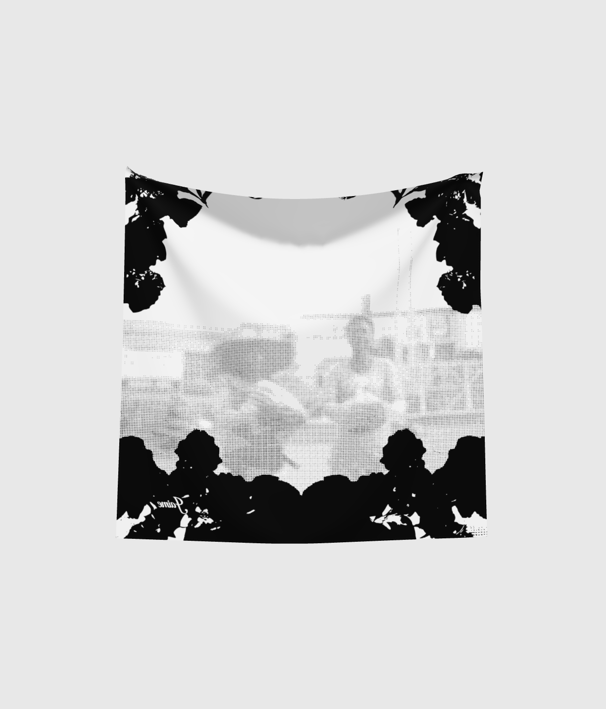 ‘Las vecinas en el Jardín’ Silk Scarf in Black Beauty