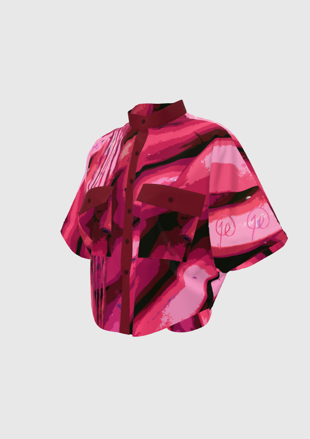 Pink Silk Cotton Graphic Platano Kimono