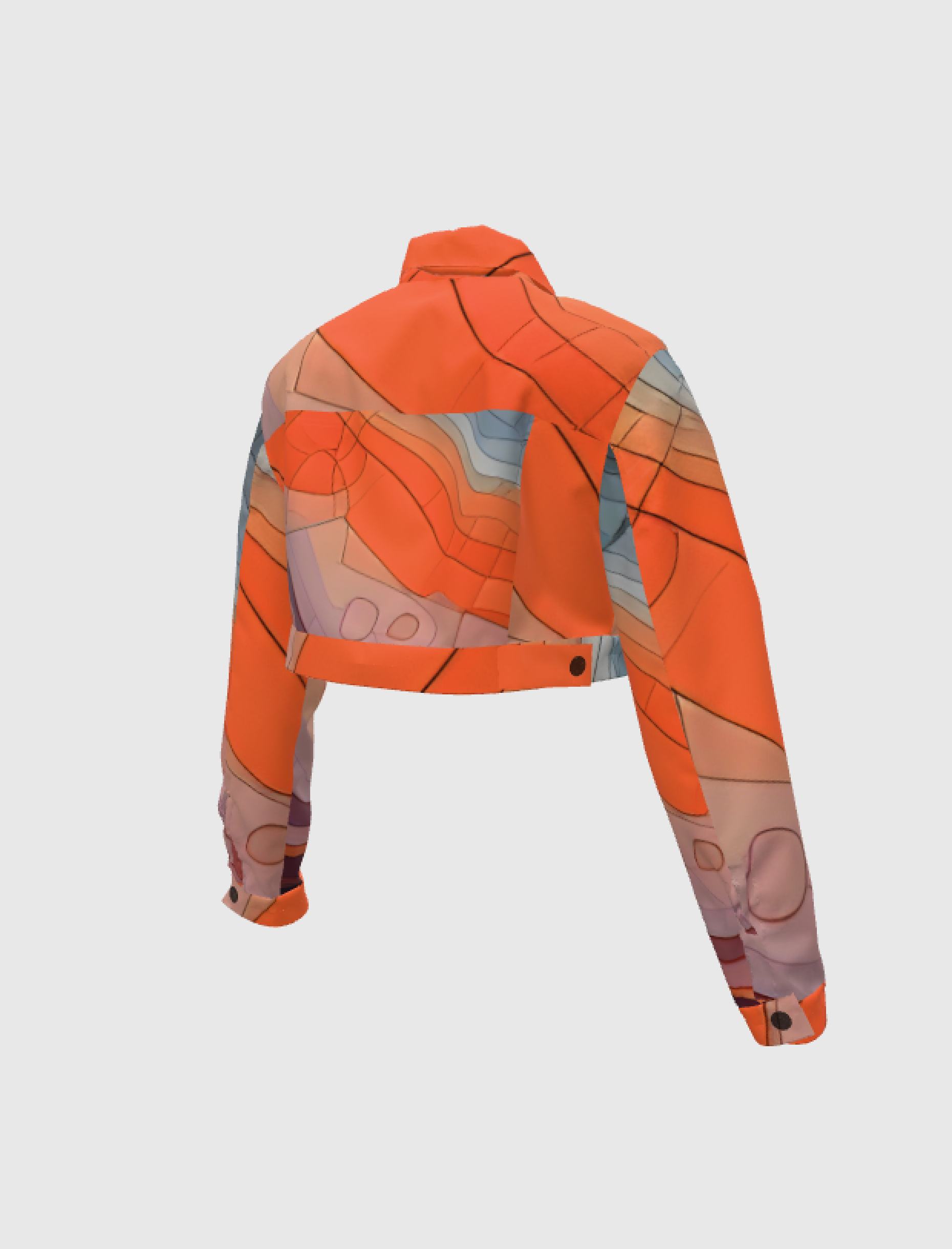 Cropped Women's Jean Jacket SD Red City Map