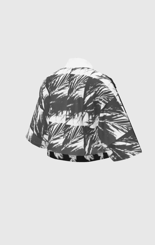 Palm Beach Crop Button Shirt B&W