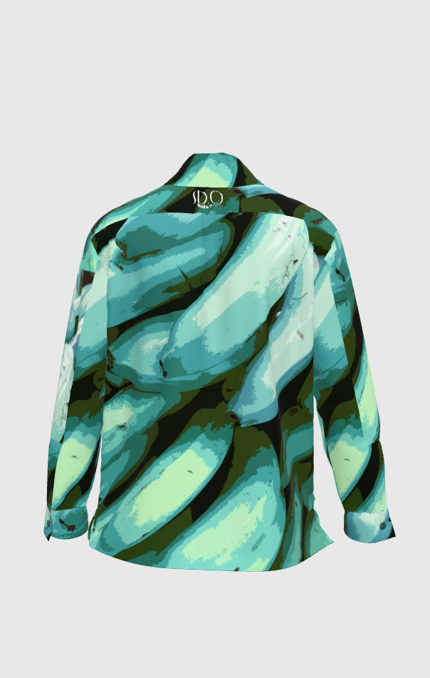 Turquoise Voile Graphic Platano Shirt