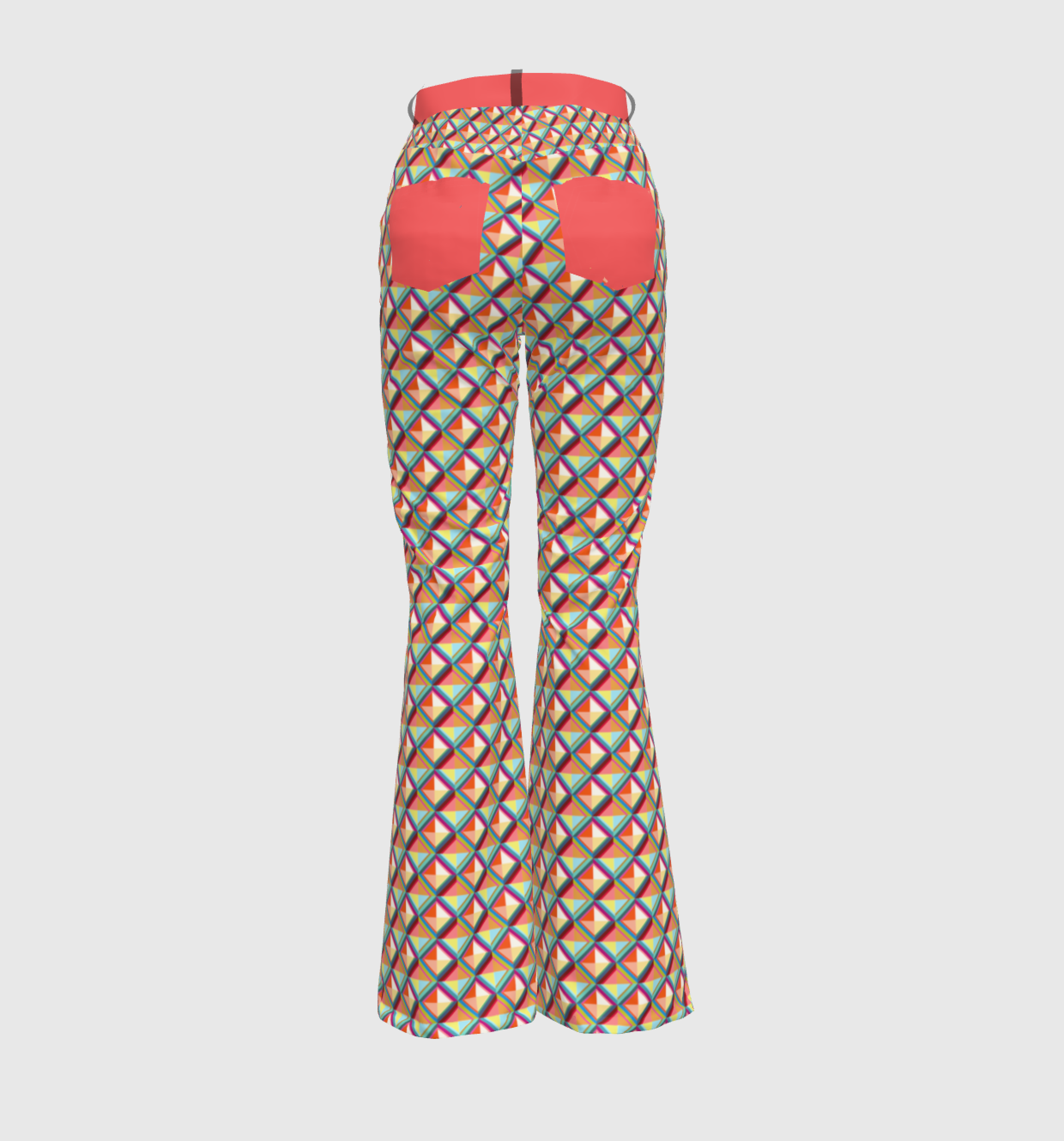 Women's Bell Bottom Pants In Triangular Print