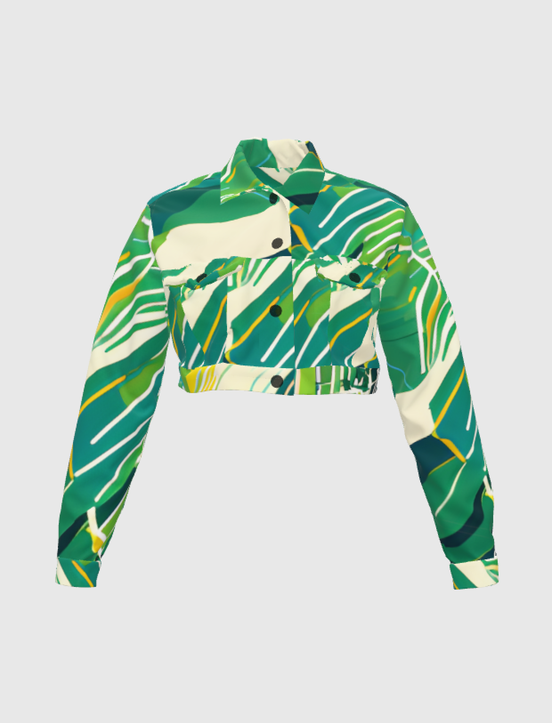 Cropped Jean Jacket with Cane Fields