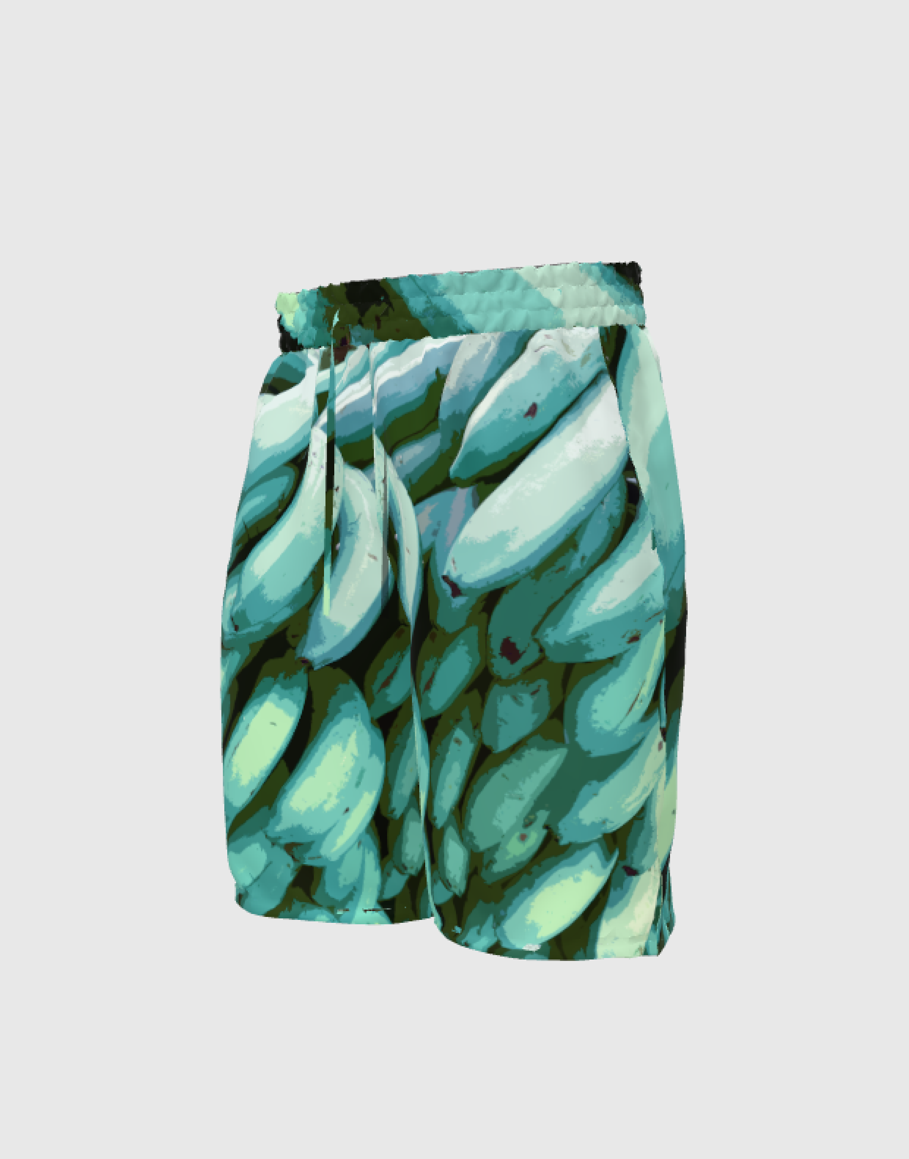 Turquoise Graphic Platano Shorts