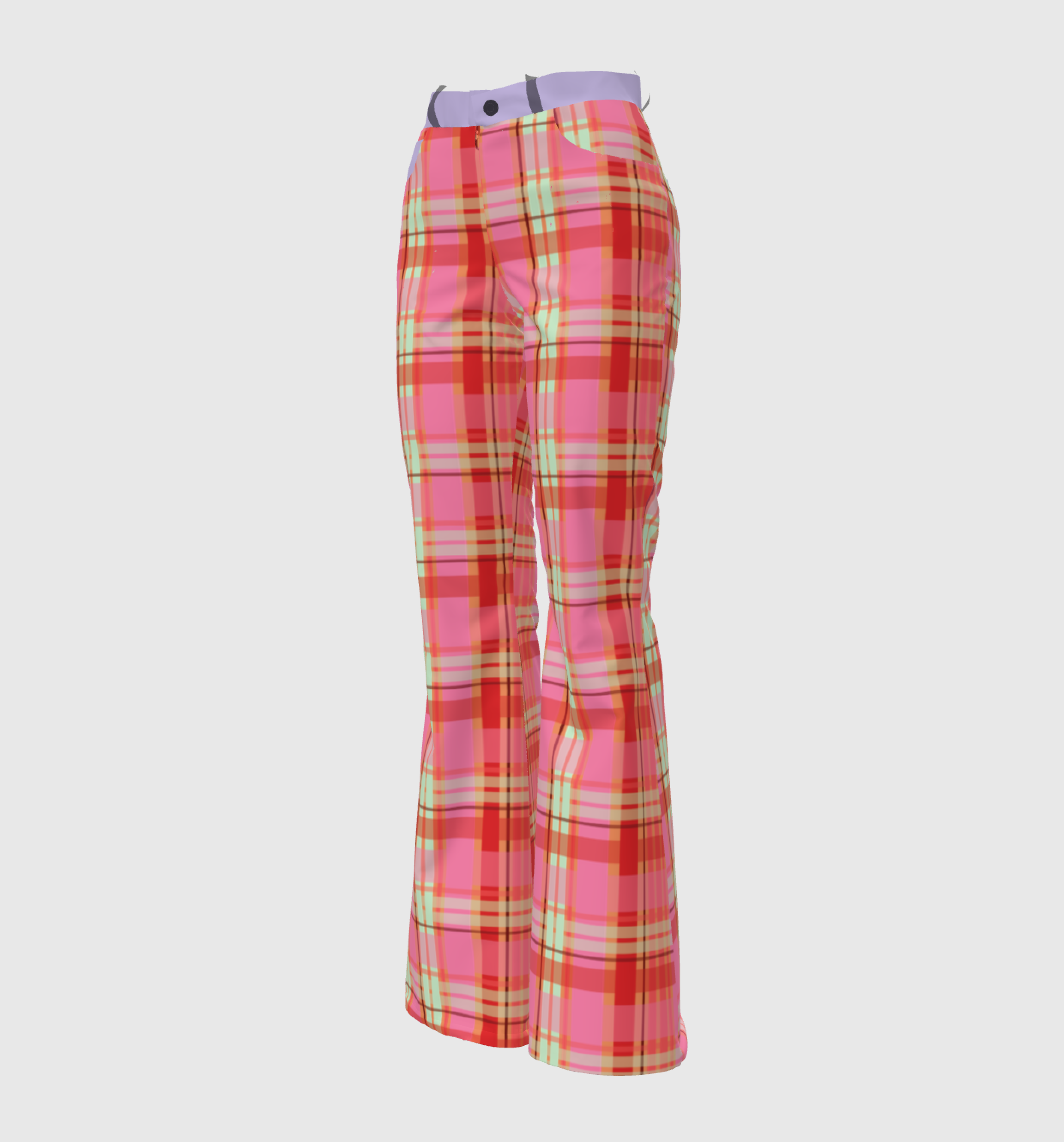 Cherry Soda Plaid Bell Bottom Pants