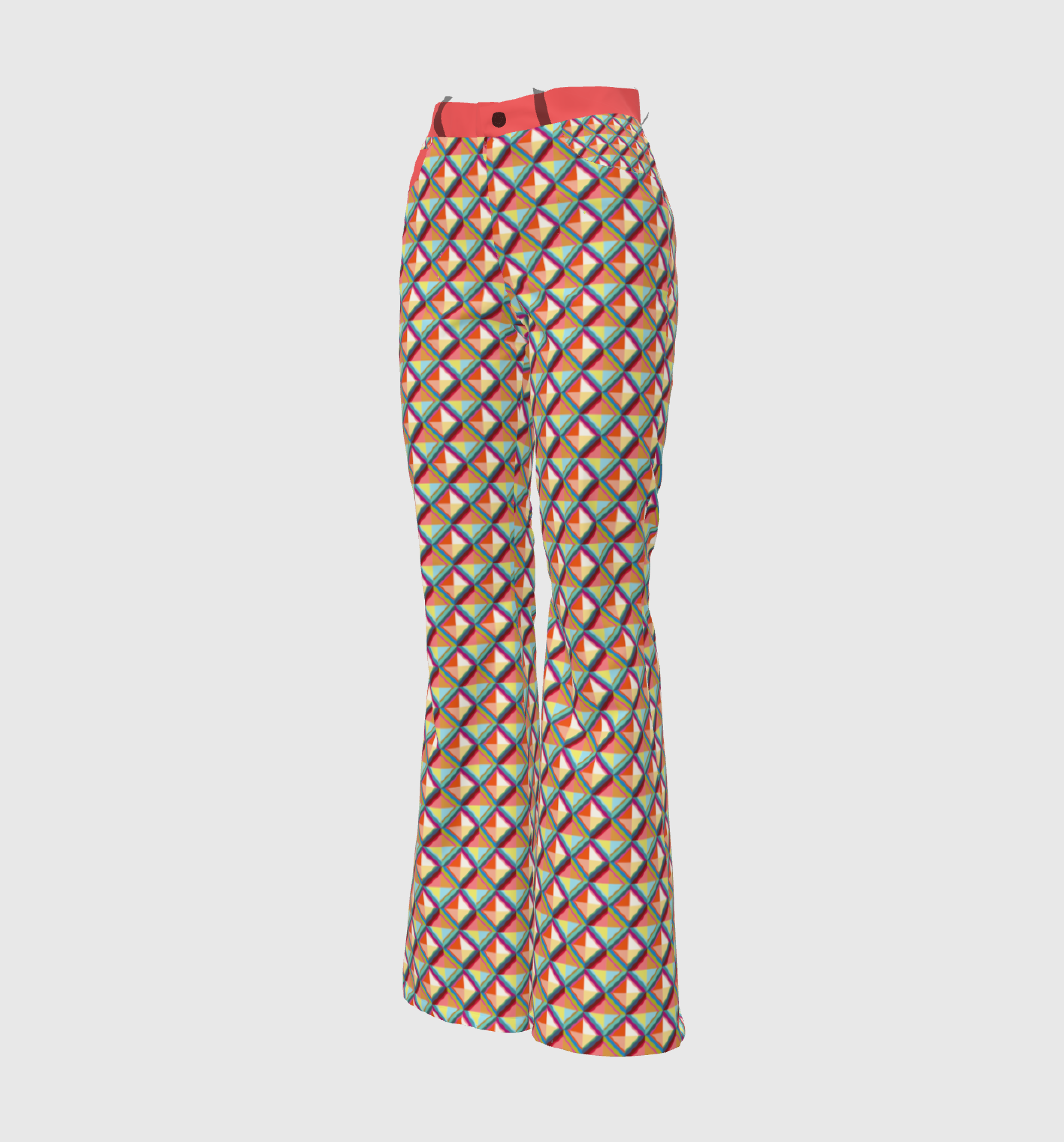 Women's Bell Bottom Pants In Triangular Print