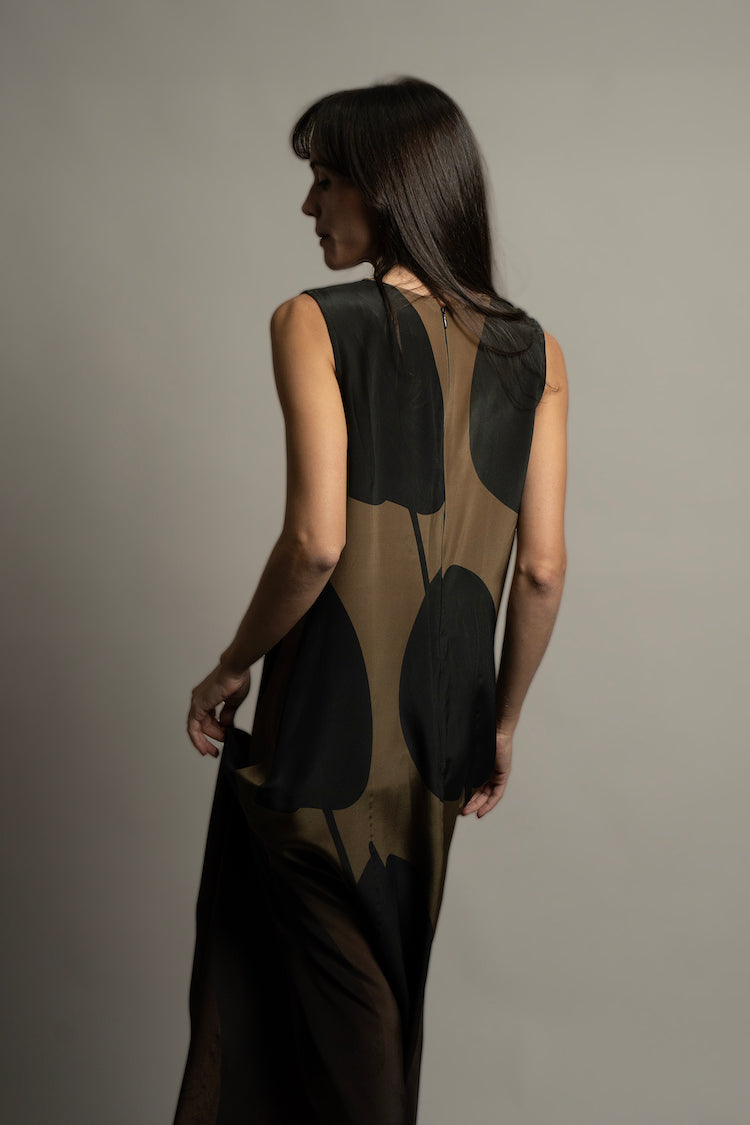 Golden Anthurium Eclipse V Neck Dress