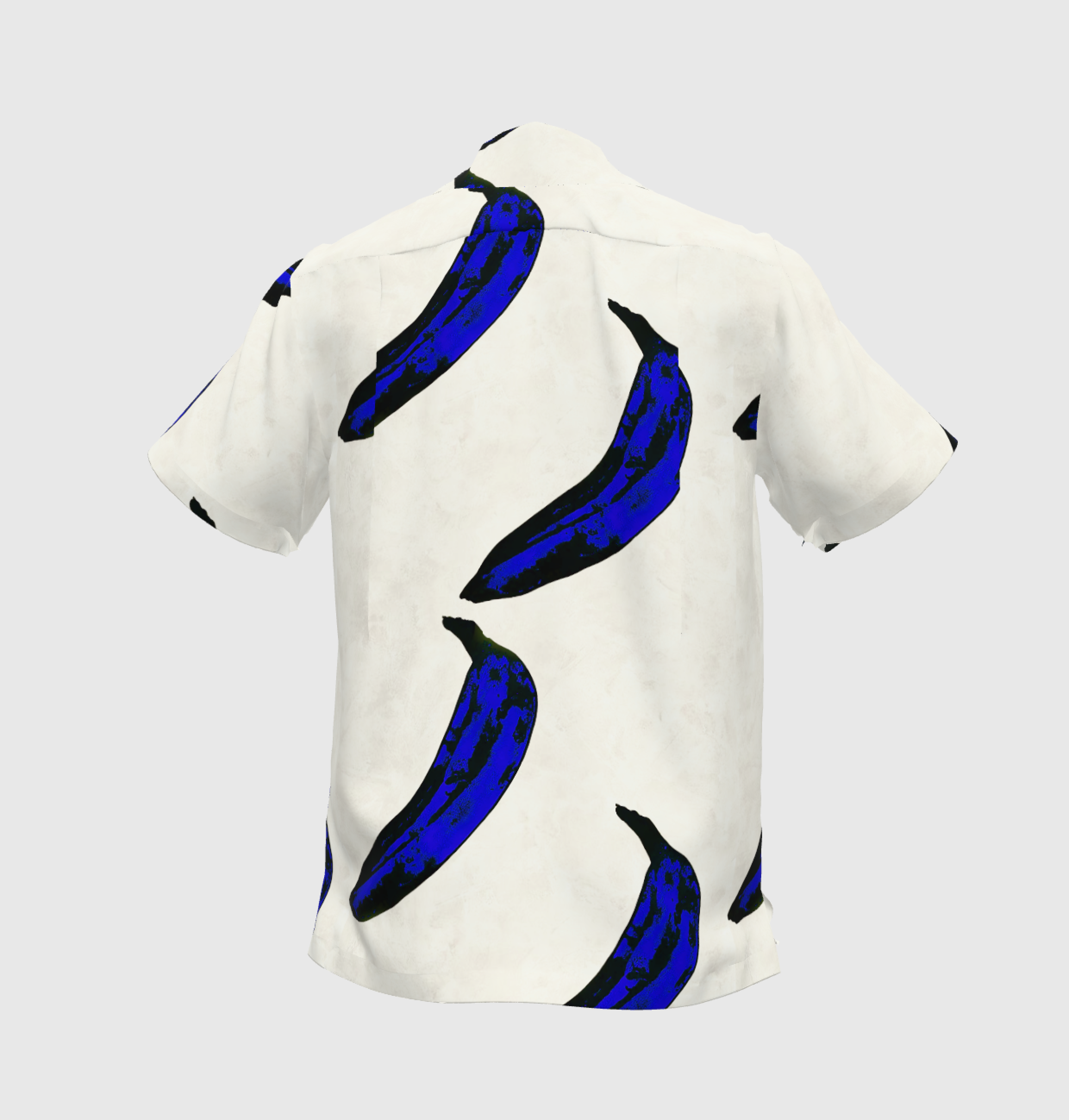 Vintage Collar Camp Ecovero Warhol Cream and Blue Platano Shirt
