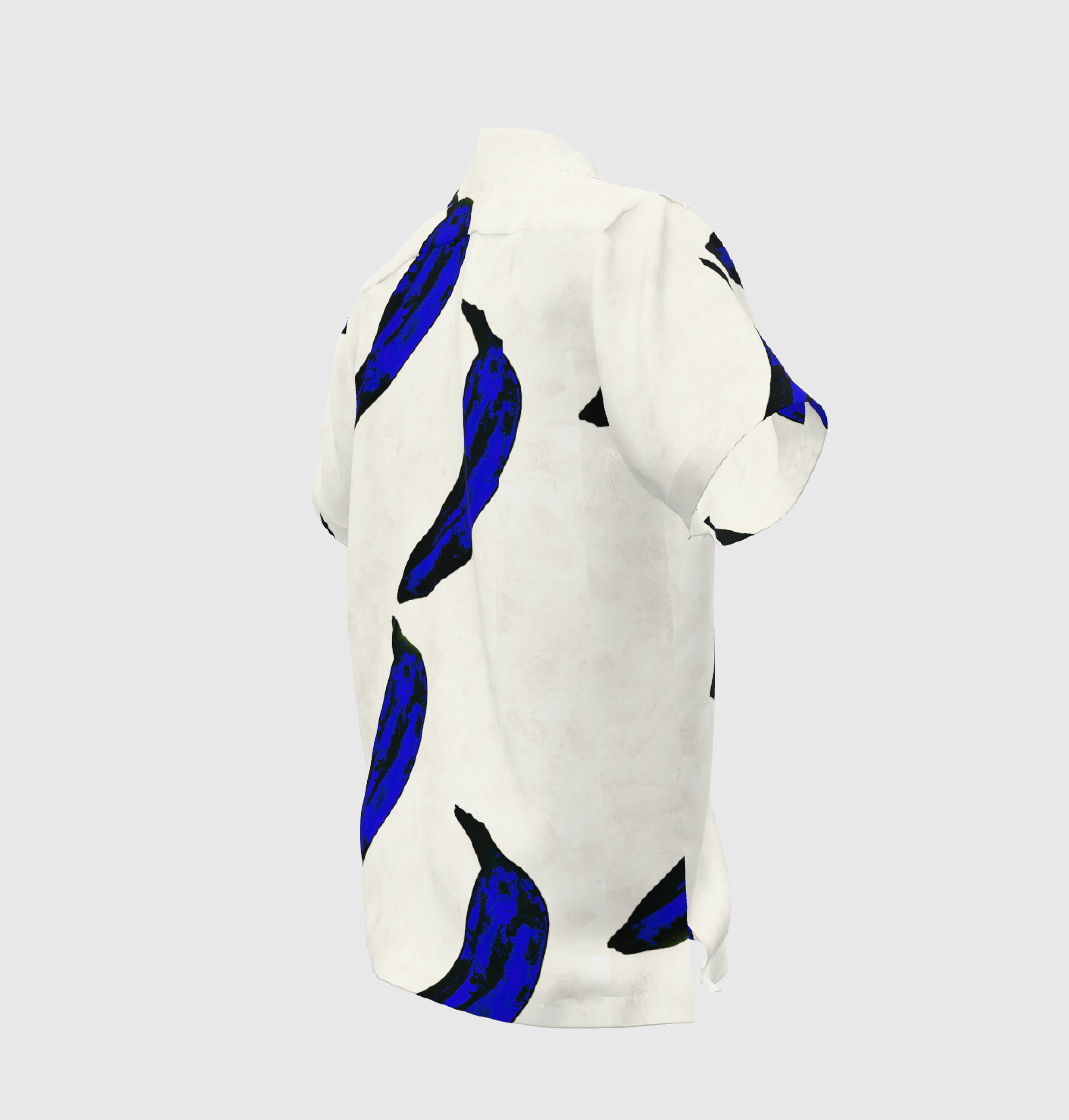 Vintage Collar Camp Ecovero Warhol Cream and Blue Platano Shirt