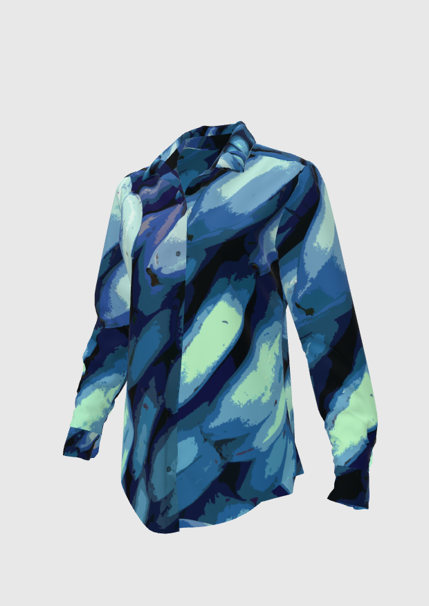Graphic Blue Platano Blouse