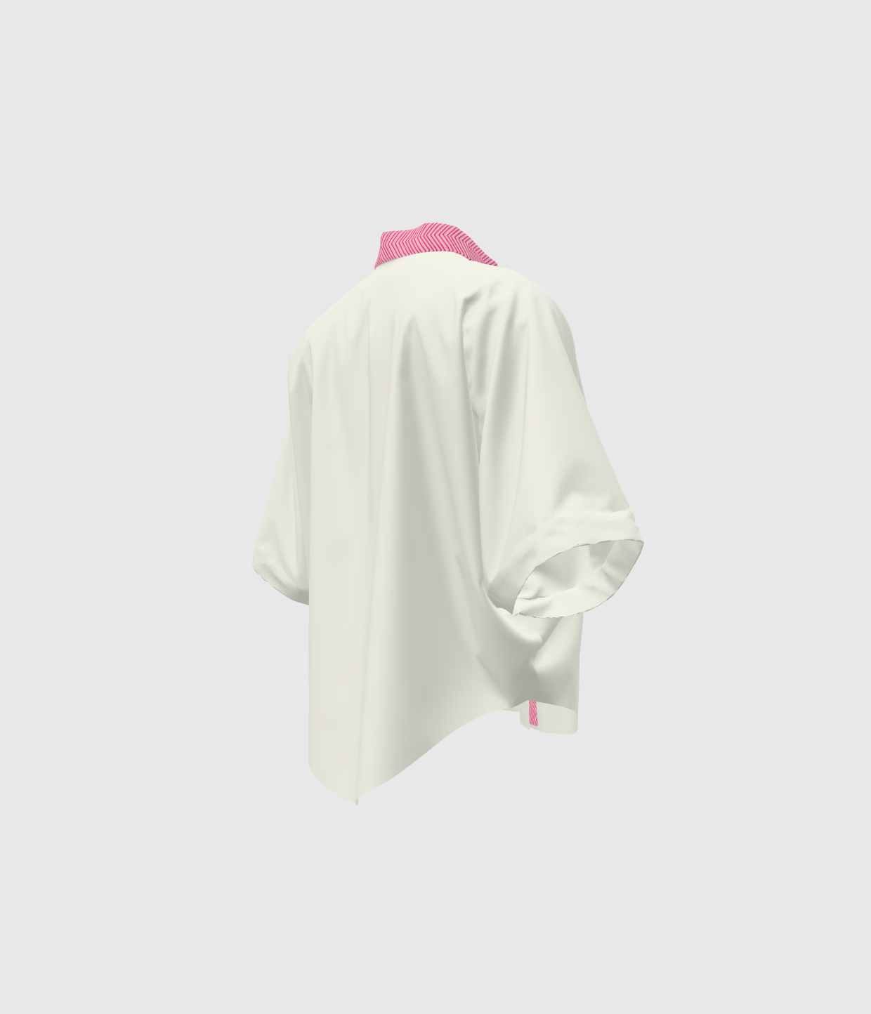 White And Pink Stripes Cropped Kimono Sleeve Blouse