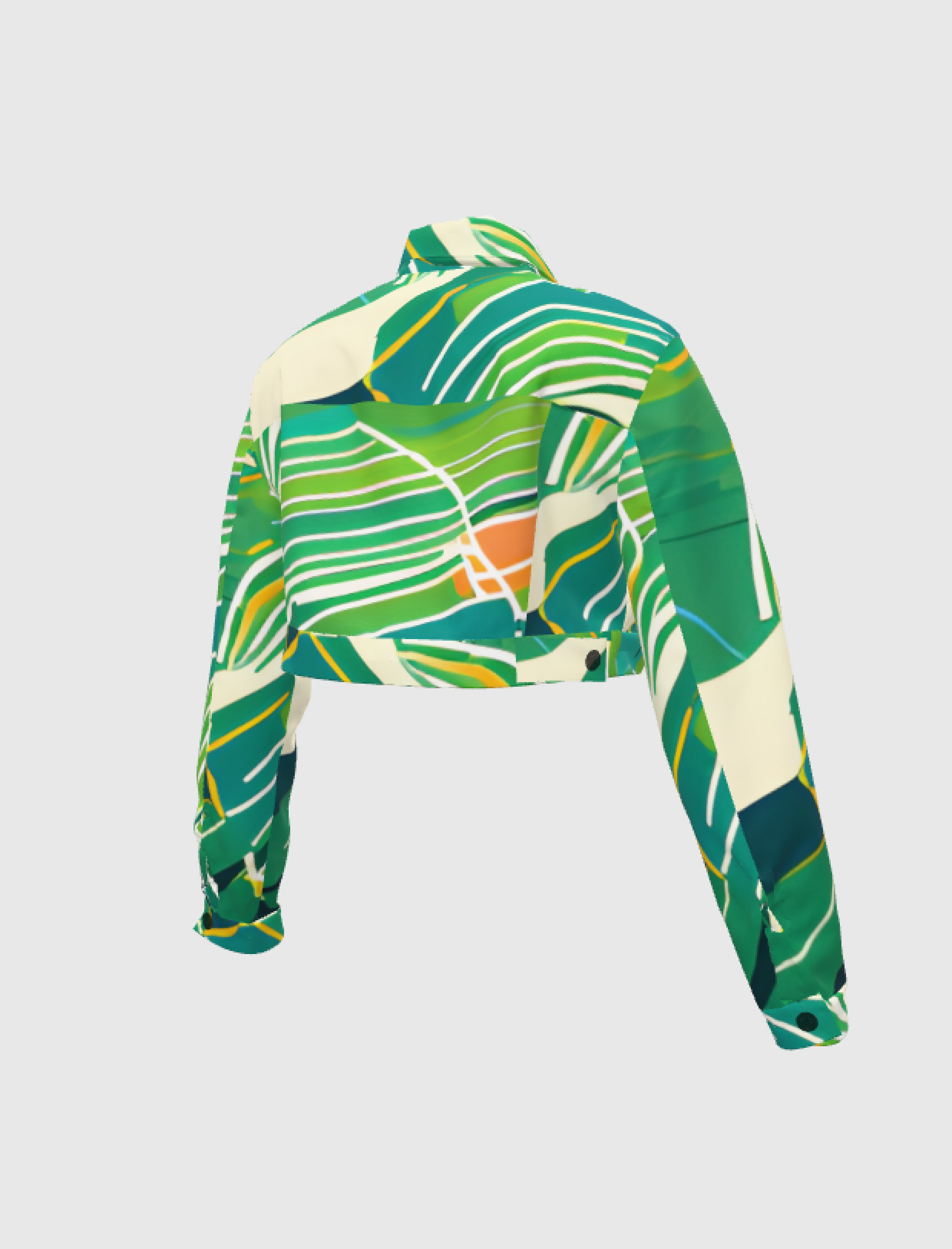 Cropped Jean Jacket with Cane Fields