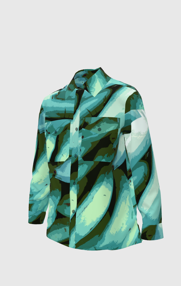 Turquoise Voile Graphic Platano Shirt