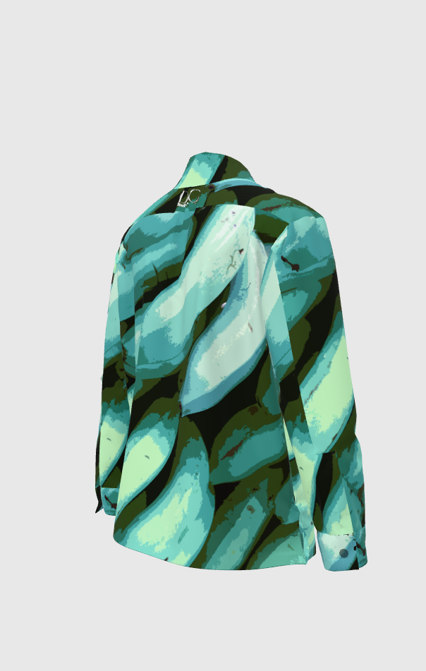 Turquoise Voile Graphic Platano Shirt