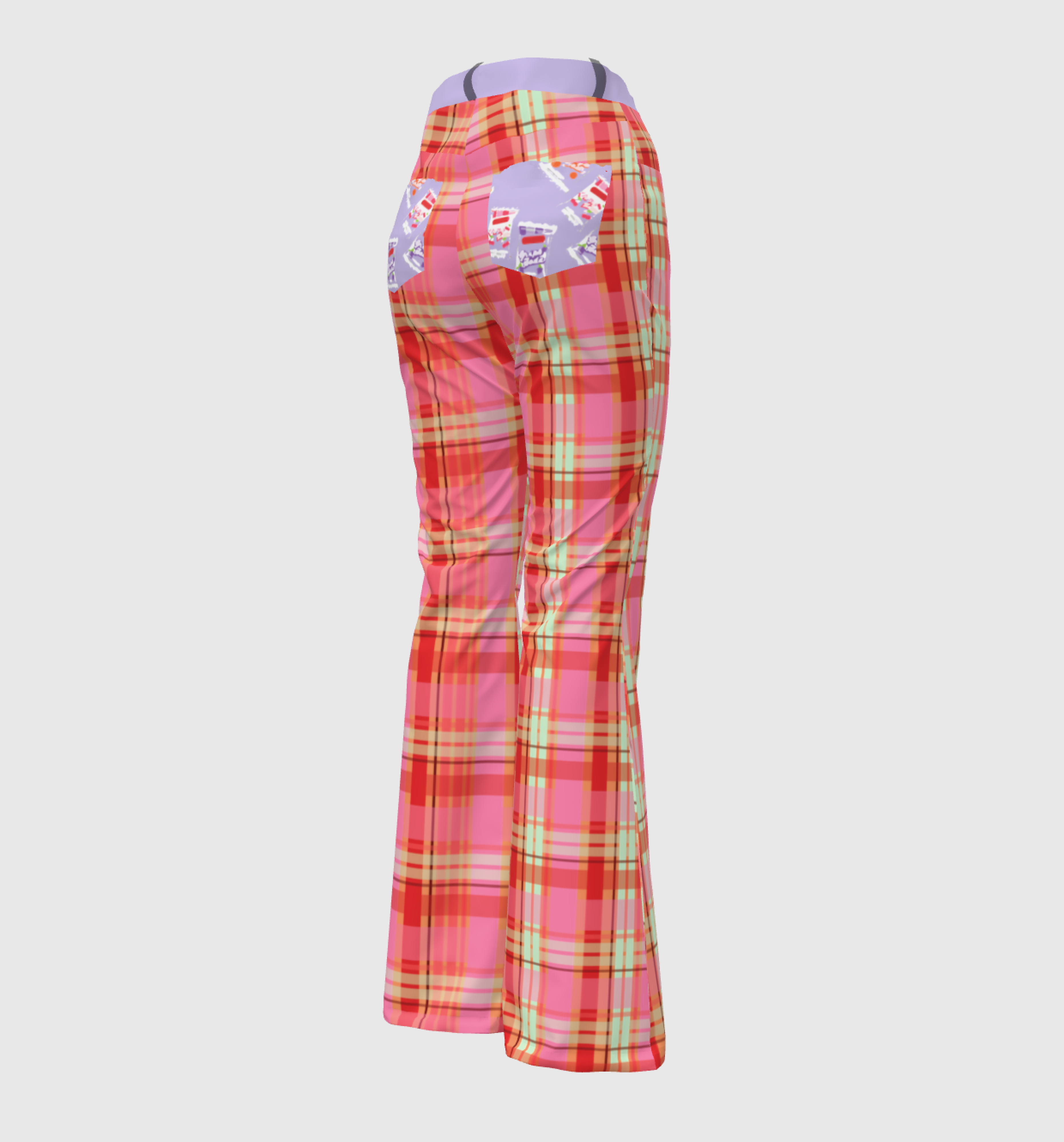 Cherry Soda Plaid Bell Bottom Pants