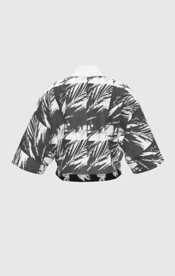 Palm Beach Crop Button Shirt B&W