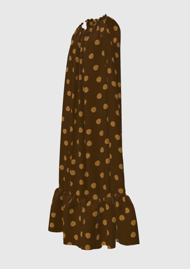 Brown Polka dots Maxi Dress