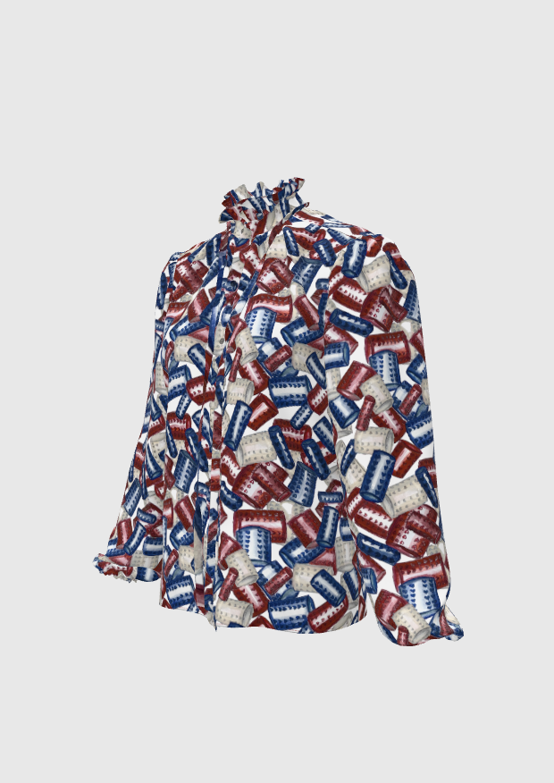 Rolos Silk Ruffle Blouse