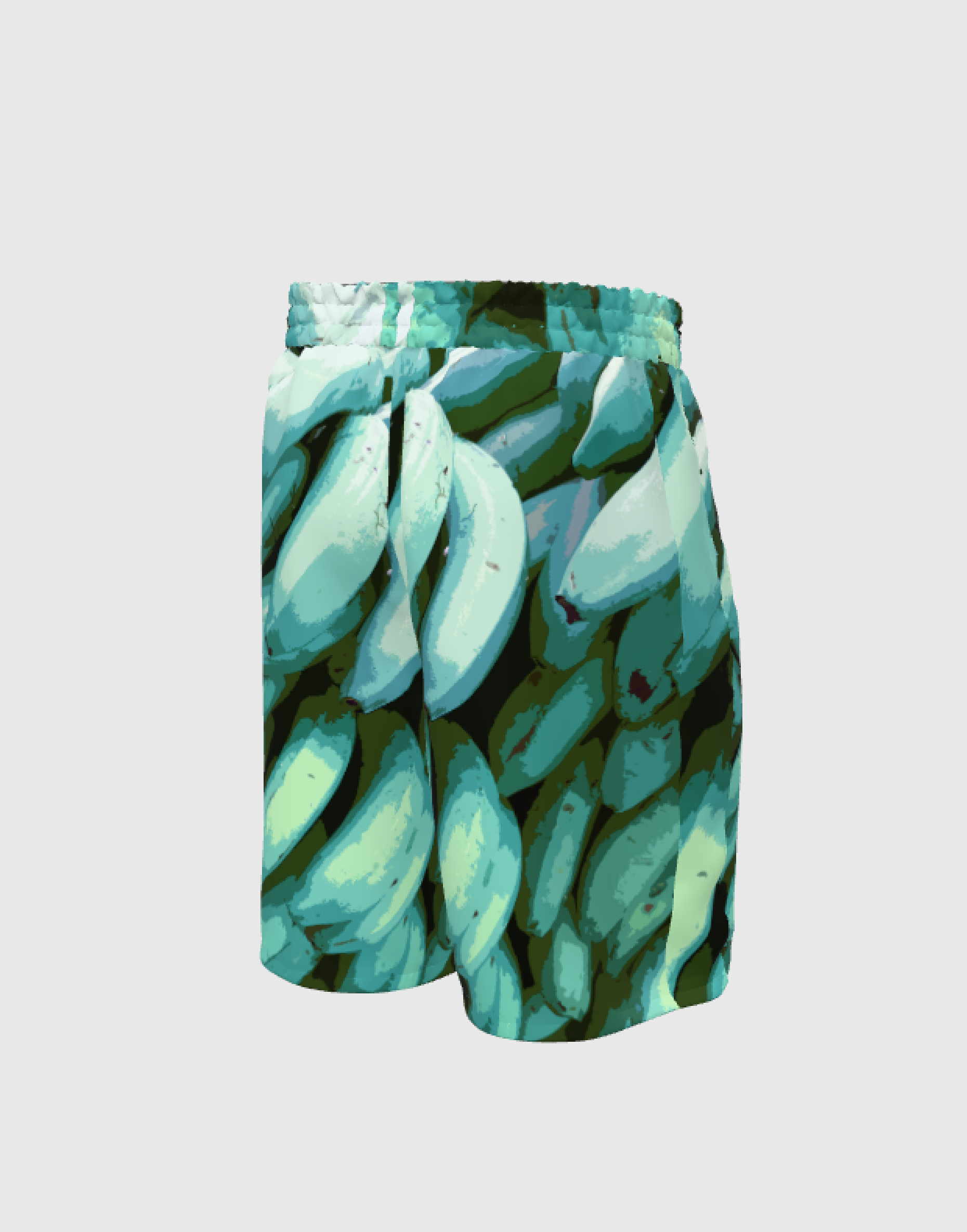 Turquoise Graphic Platano Shorts