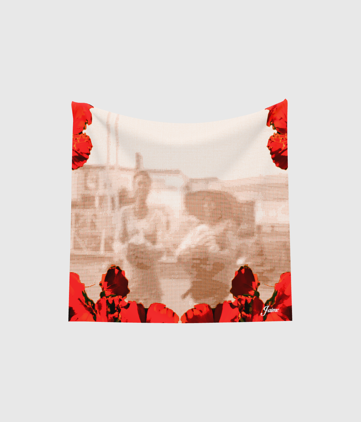 ‘Las Vecinas en el Jardín’ Dither Silk Scarf in Sepia