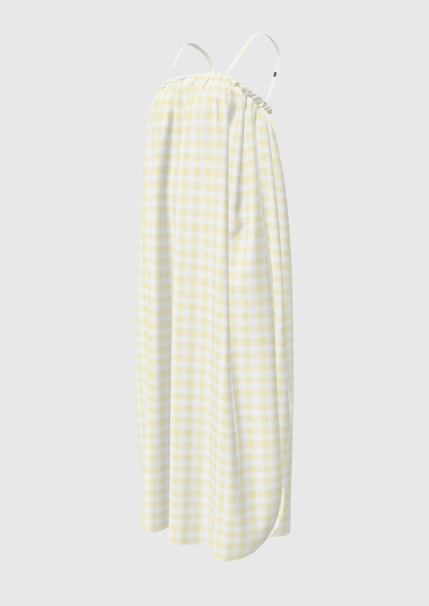 Yellow Gingham Drawstring Dress