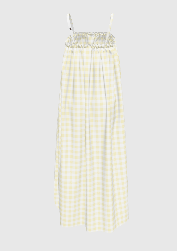 Yellow Gingham Drawstring Dress