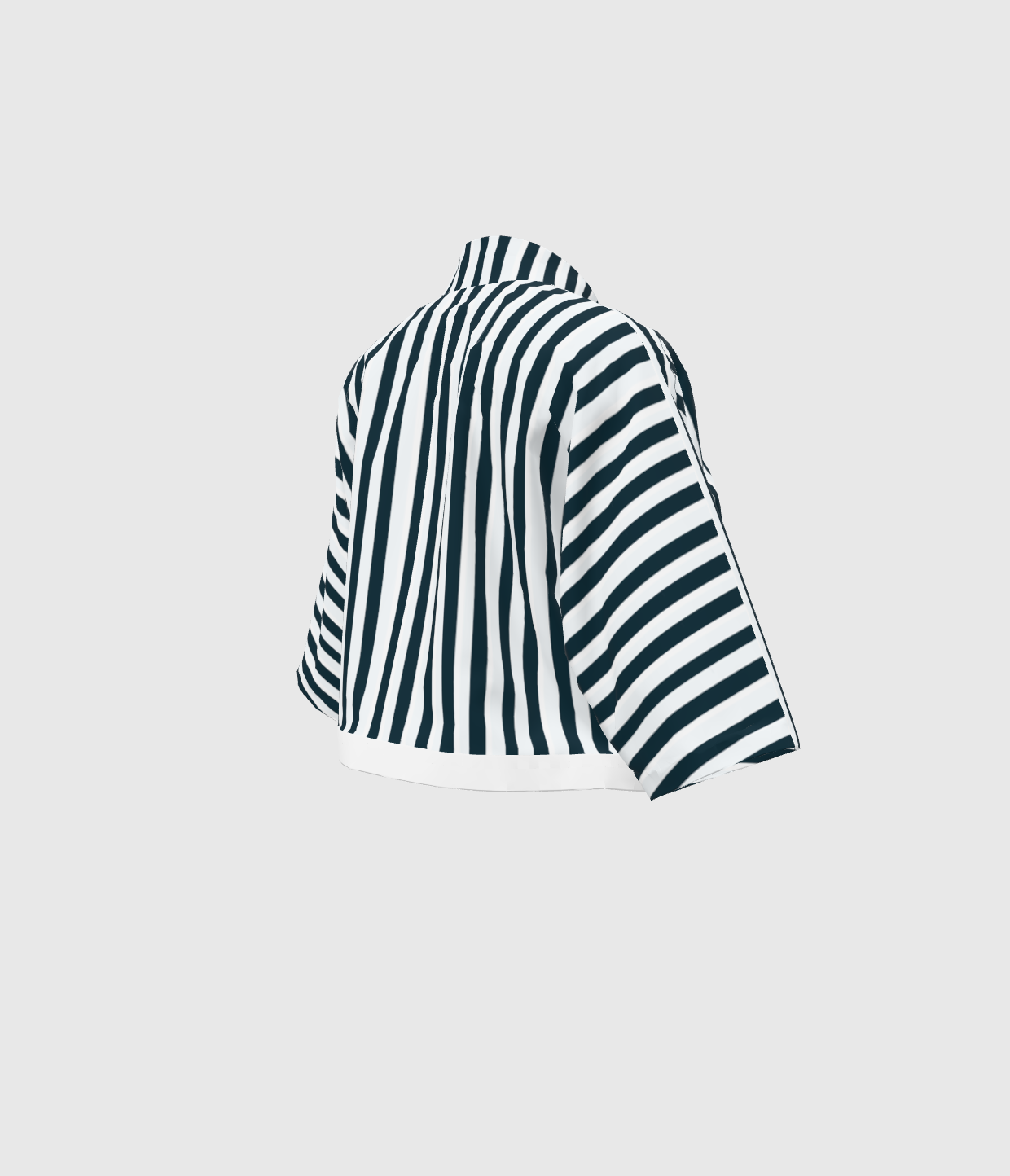 Navy And White Stripes Kimono Sleeve Shirt