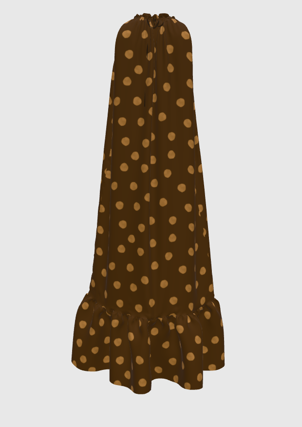 Brown Polka dots Maxi Dress